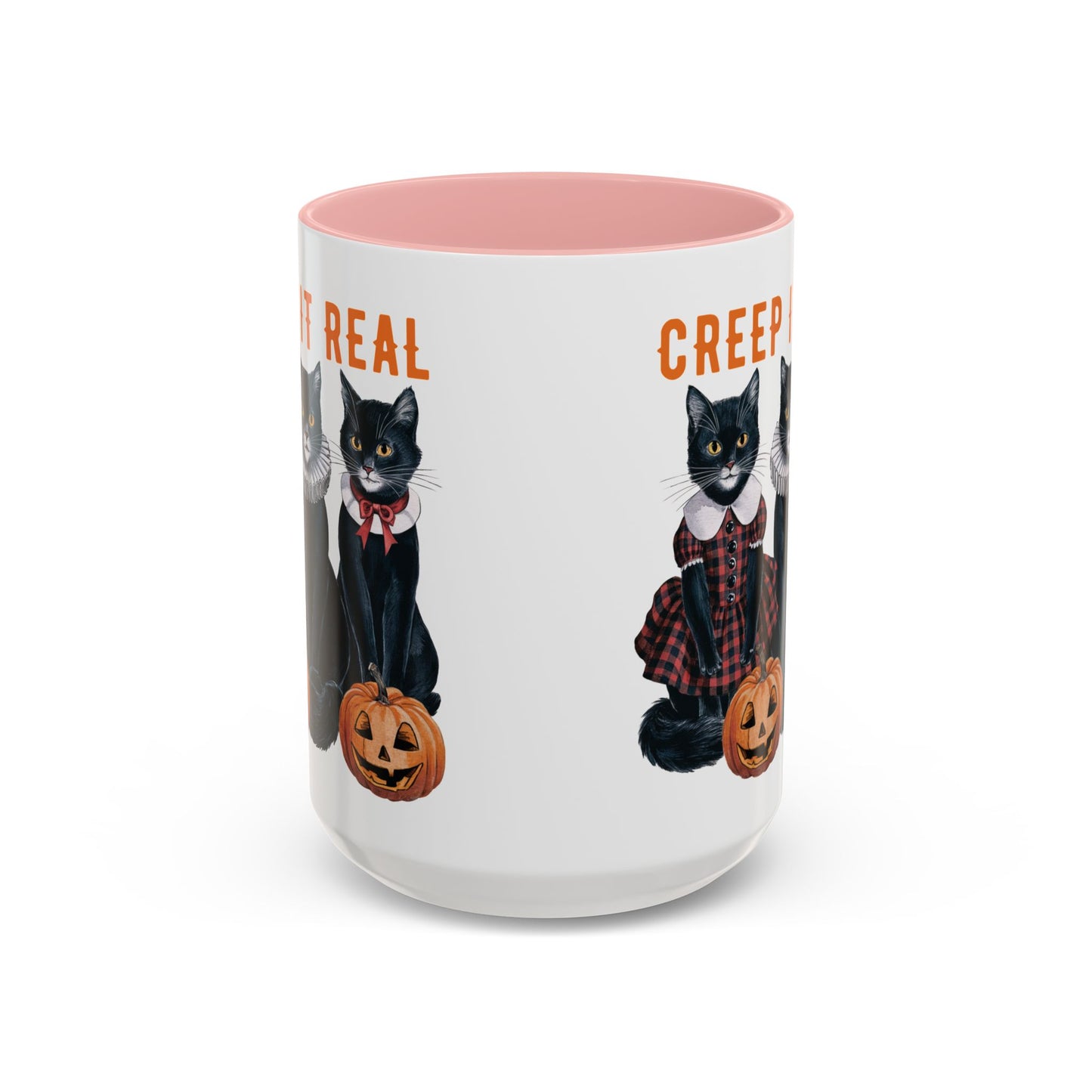 Creep It Real Halloween Mug | Black Cat and Pumpkin Design | Halloween Coffee Mug | Fall Drinkware