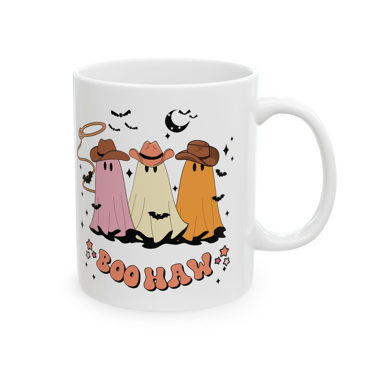 Boo Haw Ghost Mug | Cowboy Halloween Coffee Cup | Western Spooky Mug