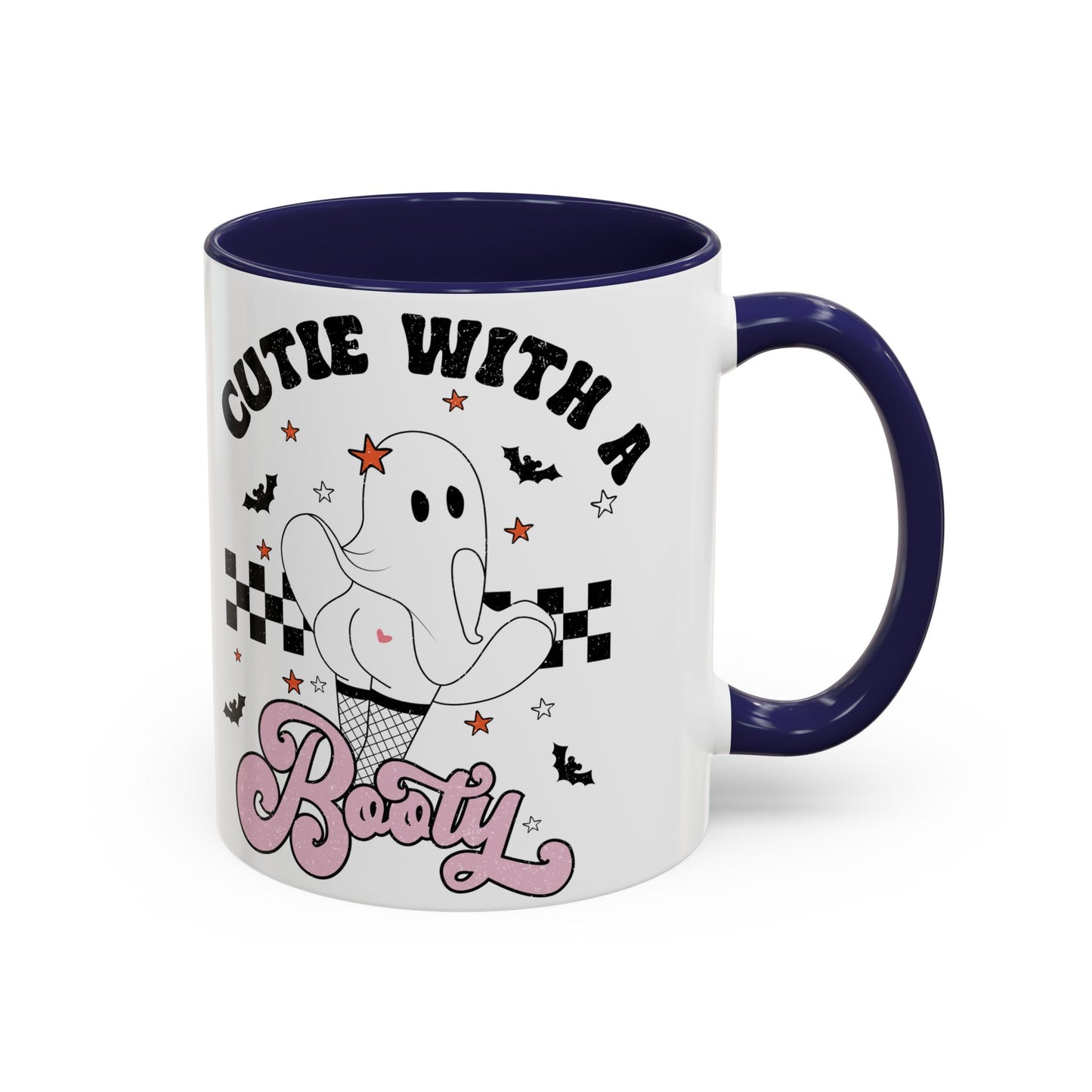 Cutie with a Booty Halloween Ghost Mug | 11oz and 15oz Ceramic Coffee Cup | Funny Halloween Design