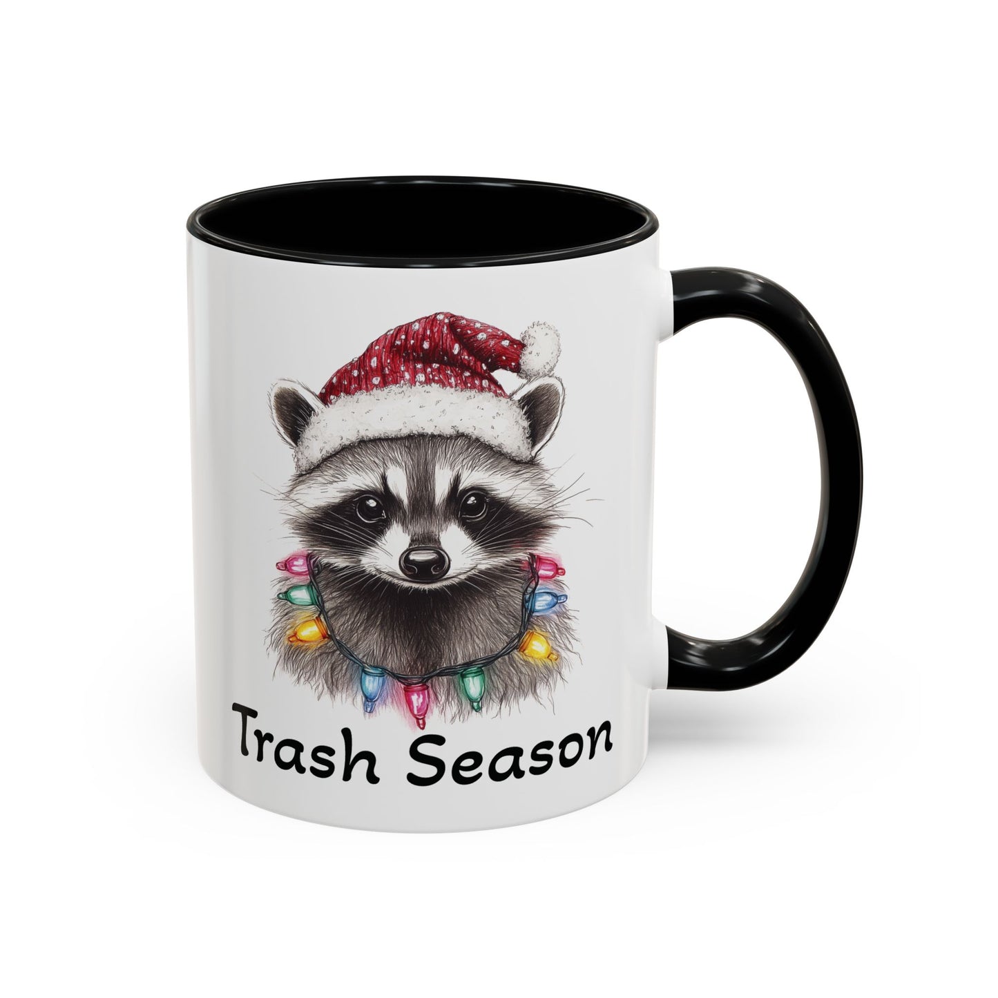 Trash Season Cute Racoon Ceramic Mug - Funny Christmas Raccoon Design - Perfect for Holiday Humor