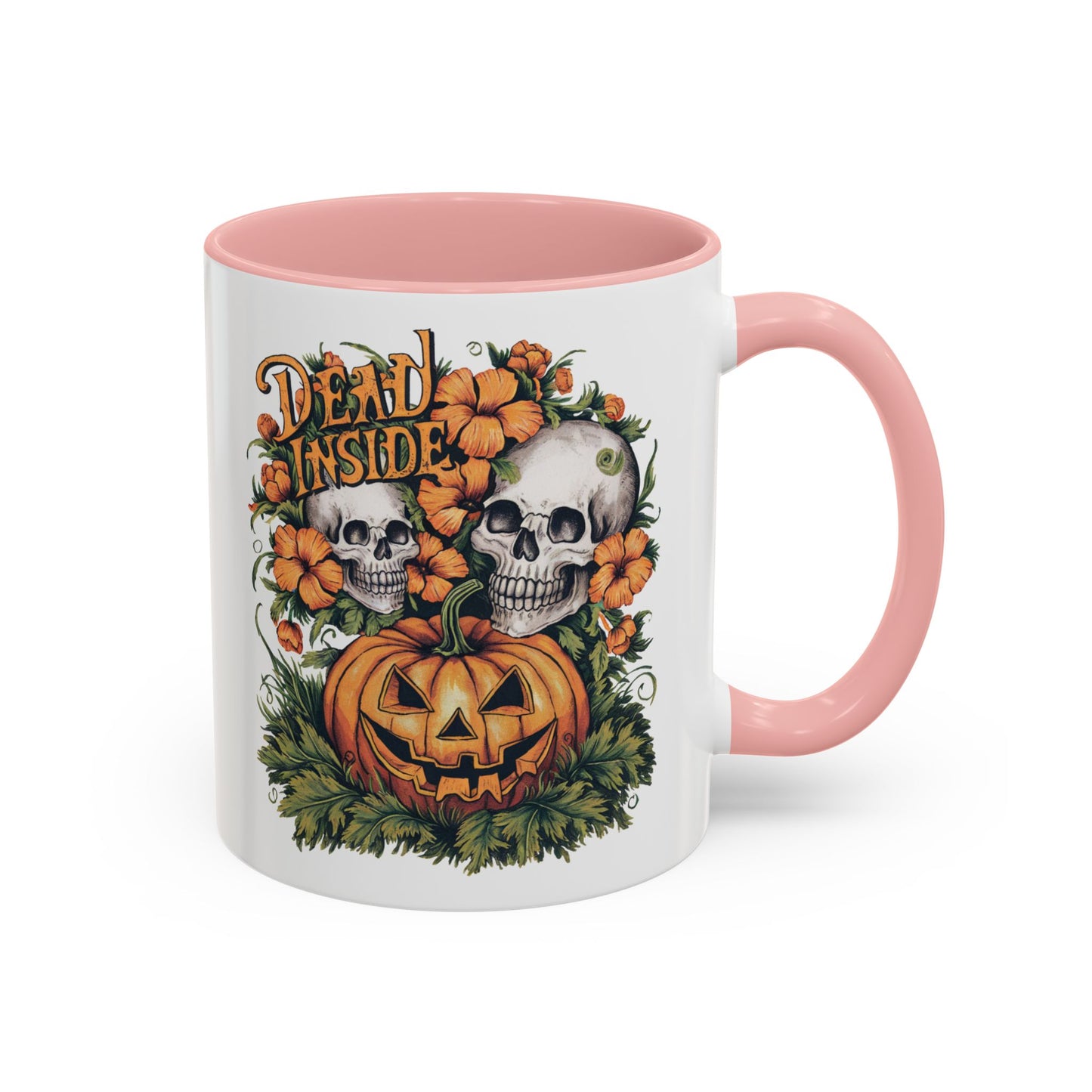 Dead Inside Halloween Mug | Skull and Pumpkin Design | Spooky Gothic Coffee Mug