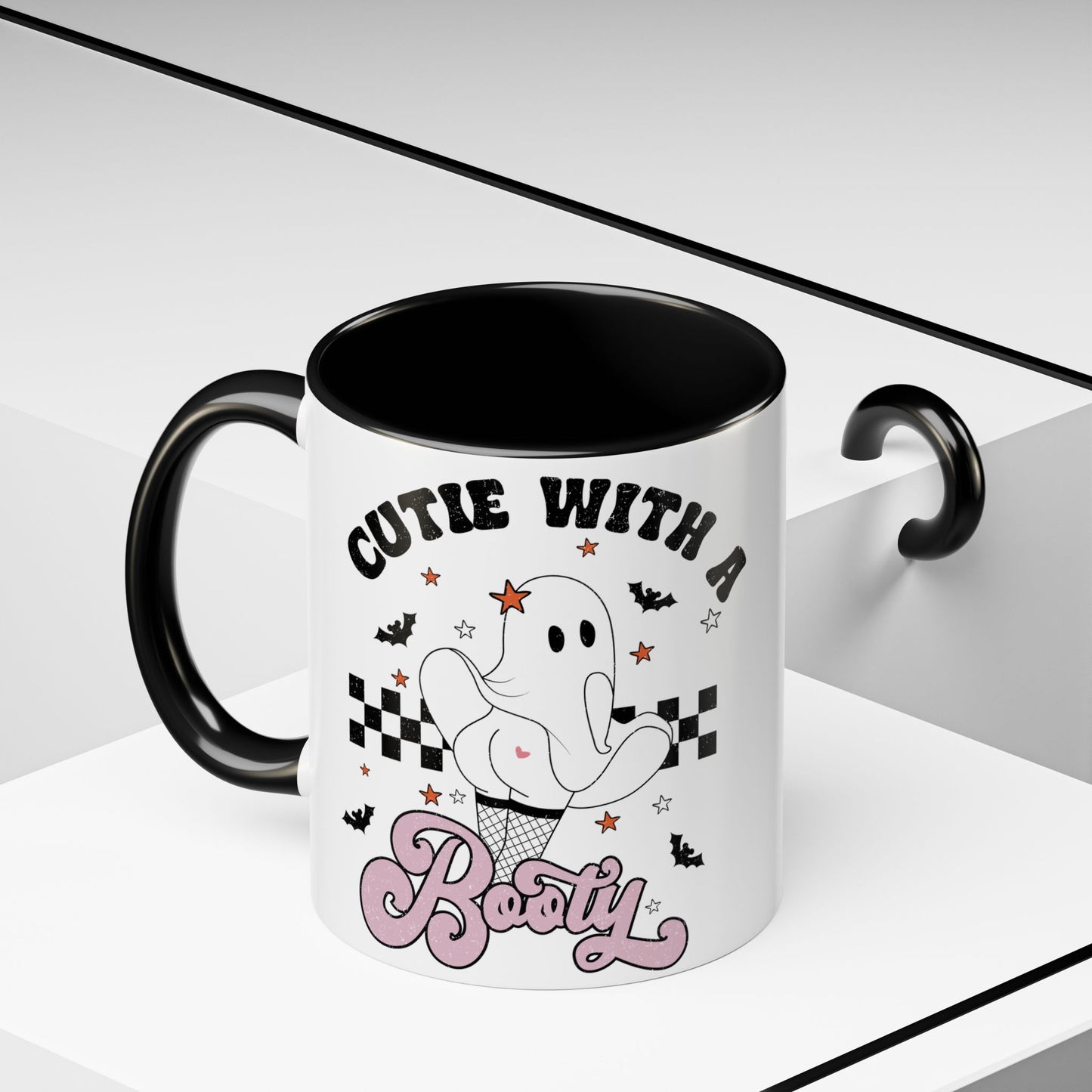 Cutie with a Booty Halloween Ghost Mug | 11oz and 15oz Ceramic Coffee Cup | Funny Halloween Design