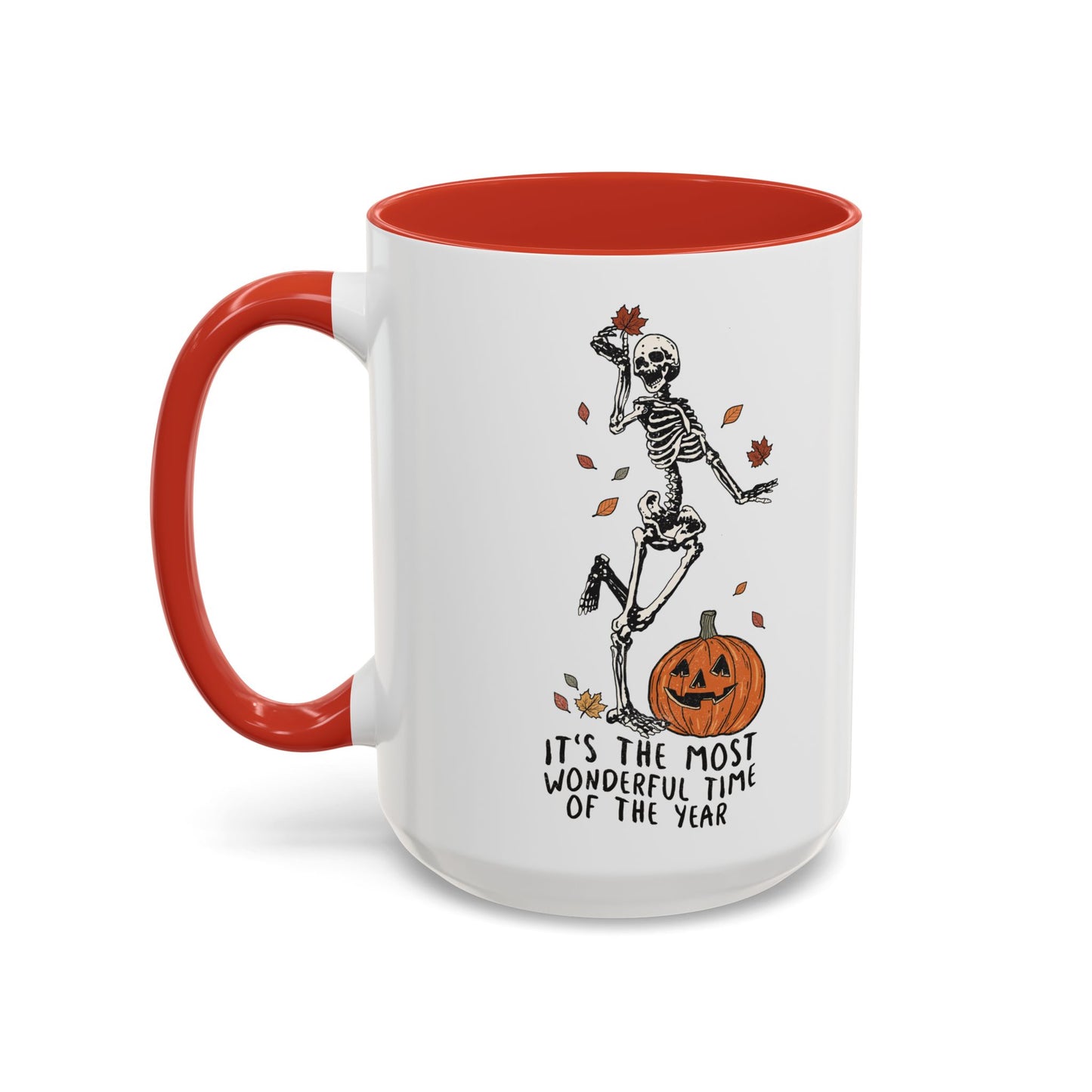 Most Wonderful Time of the Year Skeleton Mug | Funny Halloween Coffee Mug | Jack-o-Lantern Fall Drinkware | Spooky Season Gift