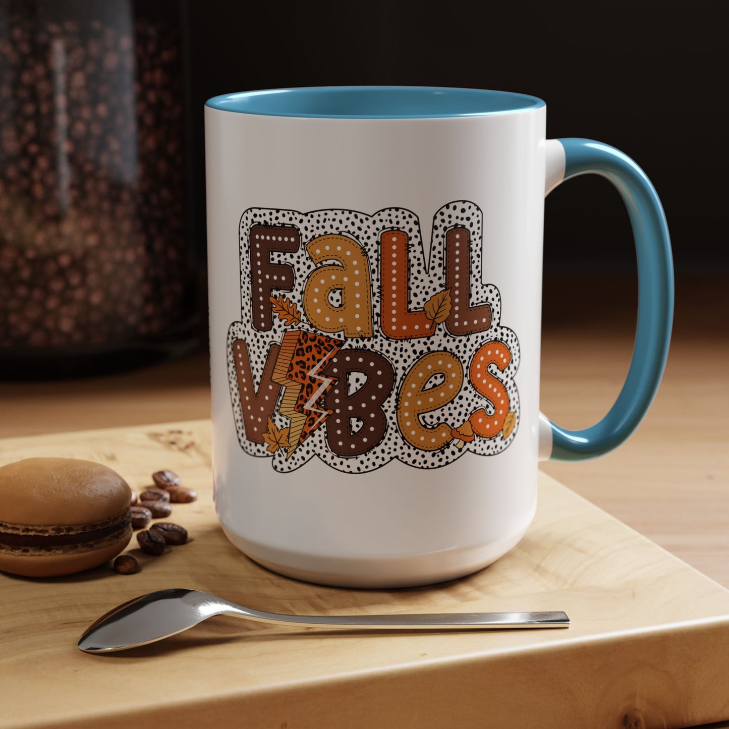 Fall Vibes Autumn Mug | 11oz and 15oz Ceramic Coffee Cup | Cozy and Colorful Fall Design