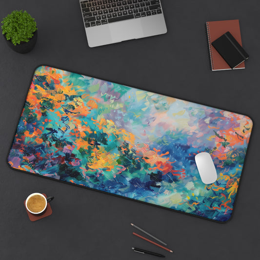 Vibrant Abstract Computer Desk Mat | Colorful Artistic Mouse Pad | Anti-Slip Neoprene Desk Mat for Home Office | 3 Sizes Available