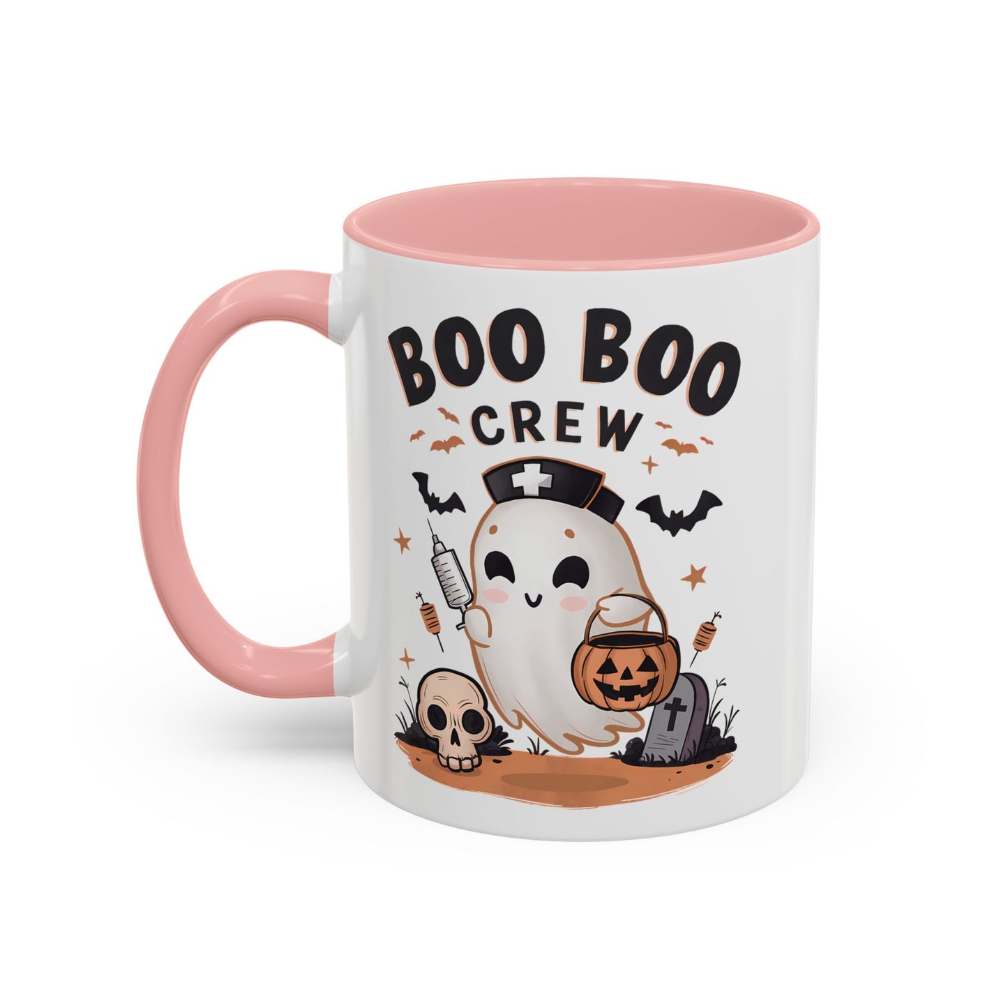 Boo Boo Crew Halloween Mug | Cute Ghost Nurse Design | 11oz and 15oz Ceramic Coffee Cup