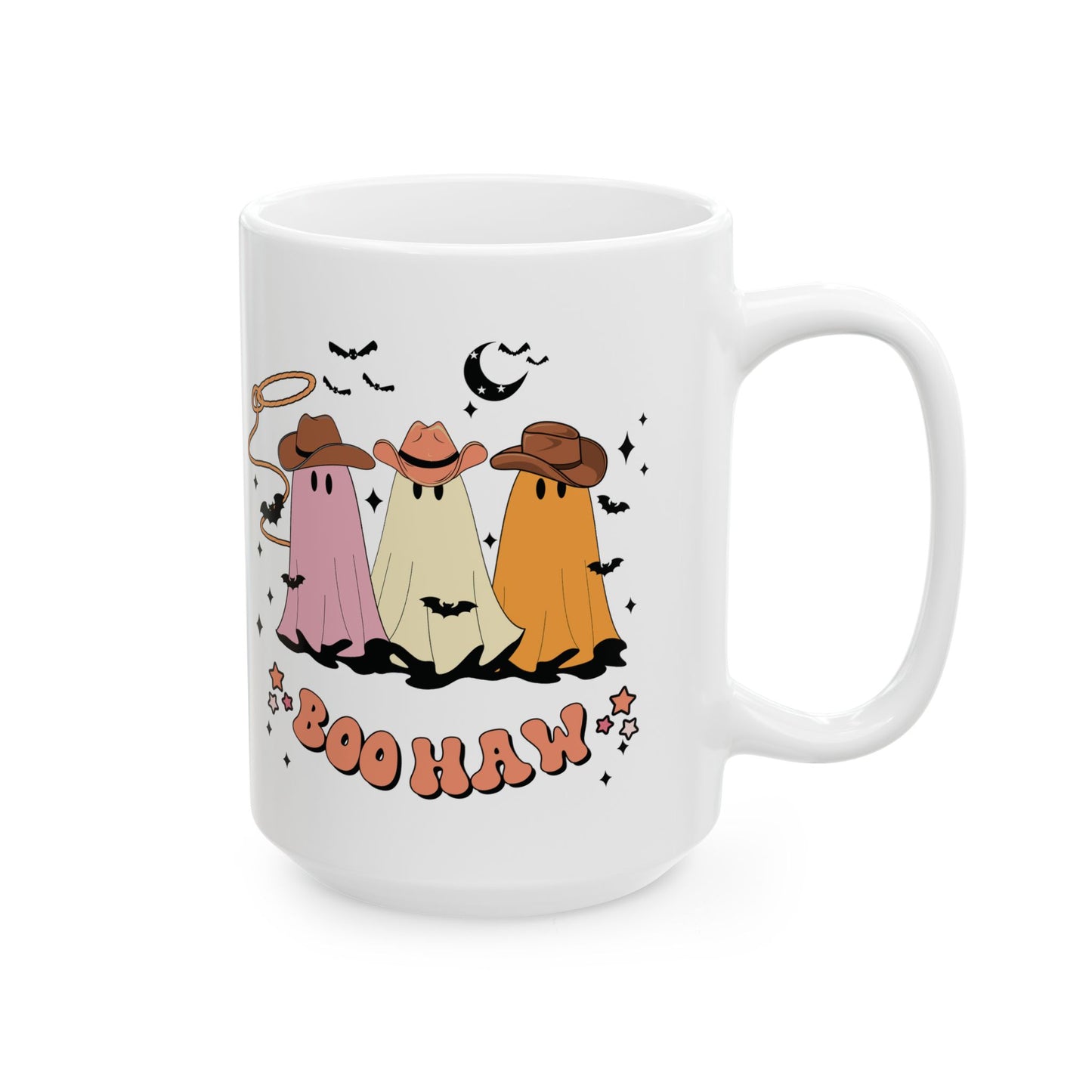 Boo Haw Ghost Mug | Cowboy Halloween Coffee Cup | Western Spooky Mug