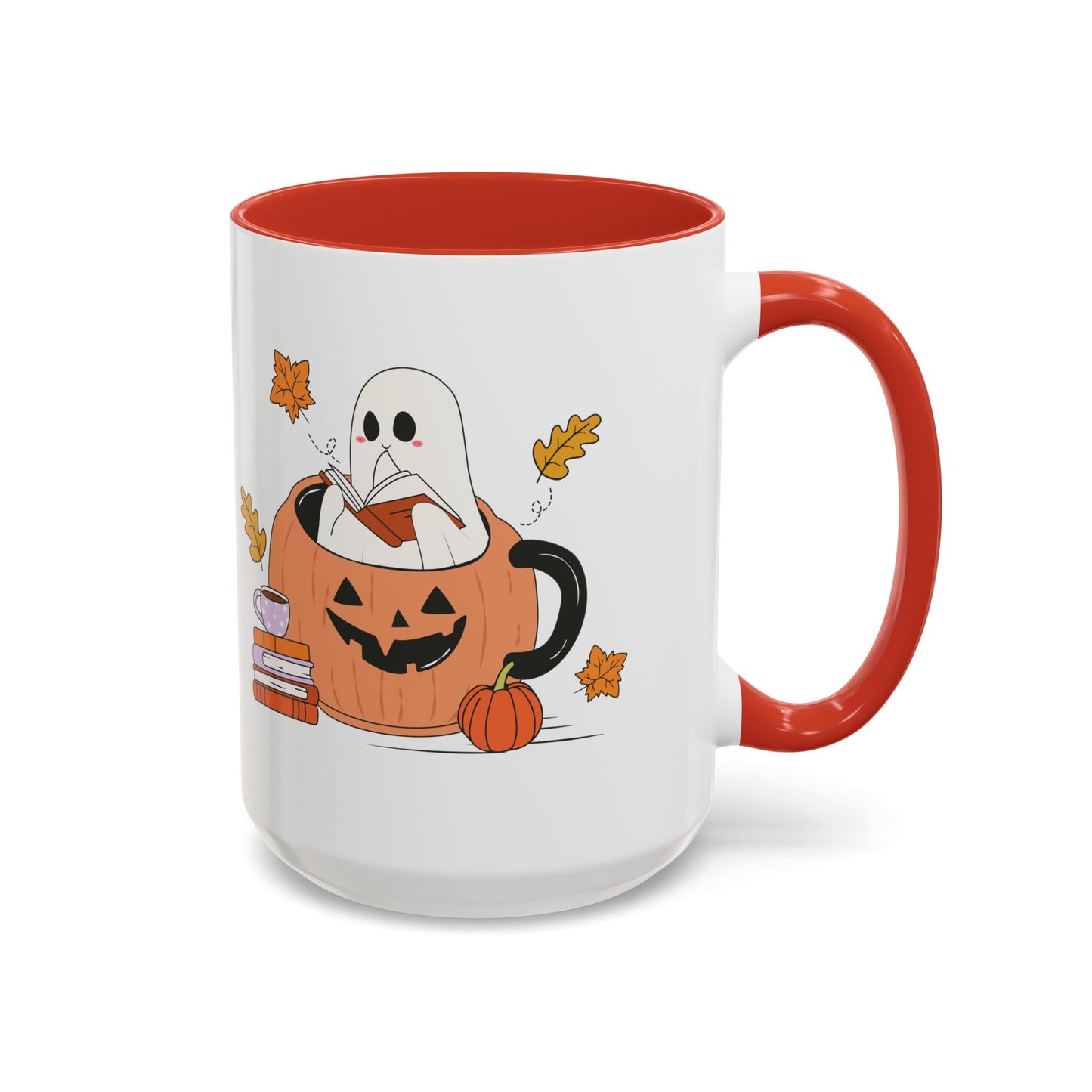 Cozy Ghost in Pumpkin Mug | 11oz and 15oz Ceramic Coffee Cup | Cute Autumn & Halloween Design