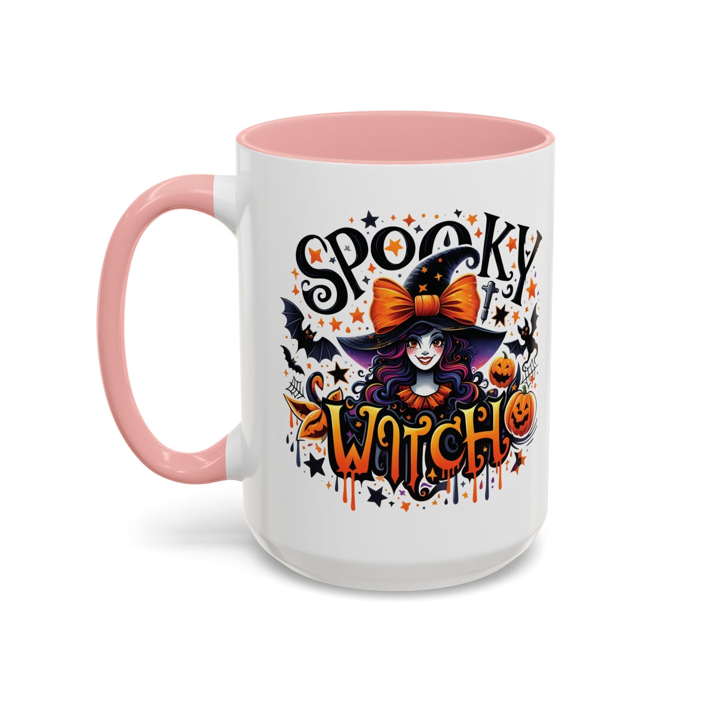 Spooky Witch Halloween Mug | Colorful Witch and Pumpkin Design | 11oz and 15oz Ceramic Coffee Cup