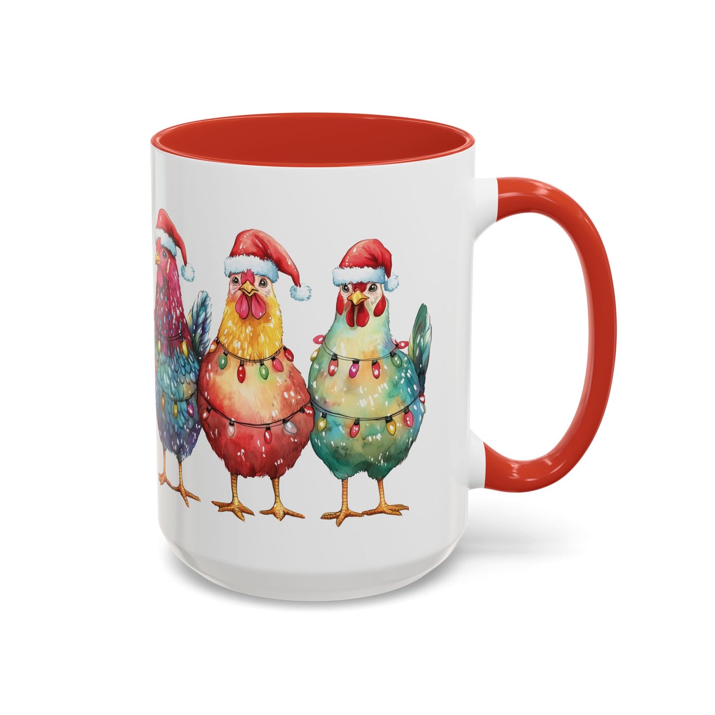 Christmas Chickens Mug - Festive Holiday Chicken Trio Design - Perfect for Farmhouse Christmas Decor