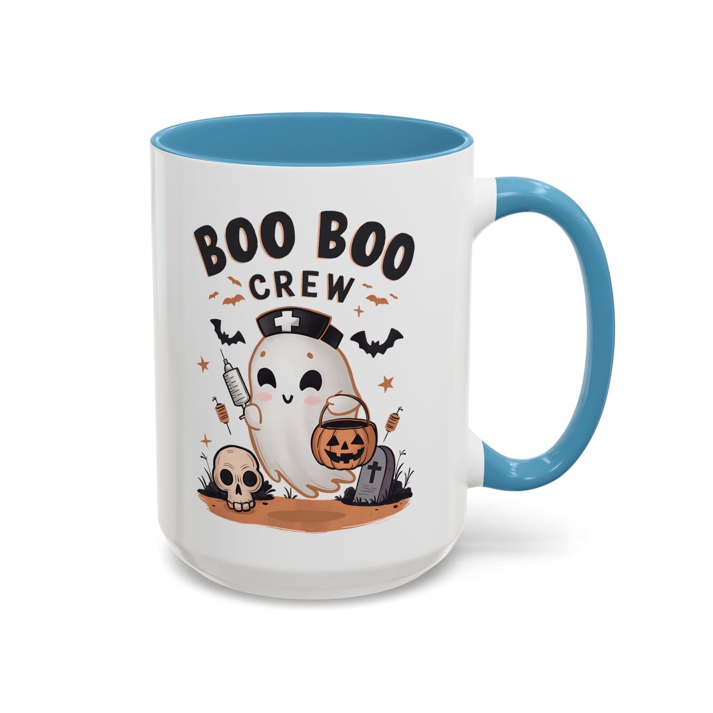 Boo Boo Crew Halloween Mug | Cute Ghost Nurse Design | 11oz and 15oz Ceramic Coffee Cup