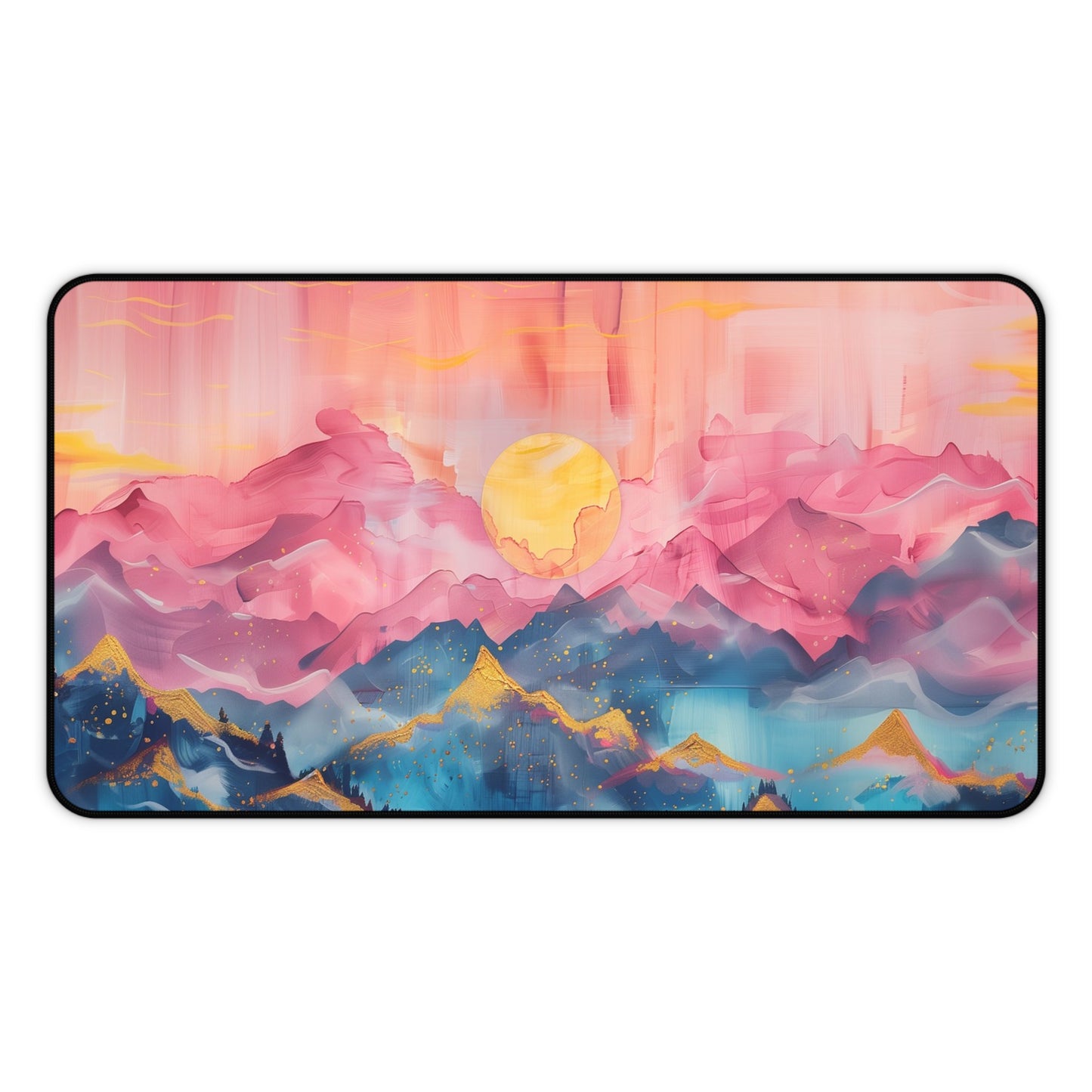 Sunset Mountains Computer Desk Mat | Scenic Mouse Pad | Anti-Slip Neoprene Desk Mat for Home Office | 3 Sizes Available