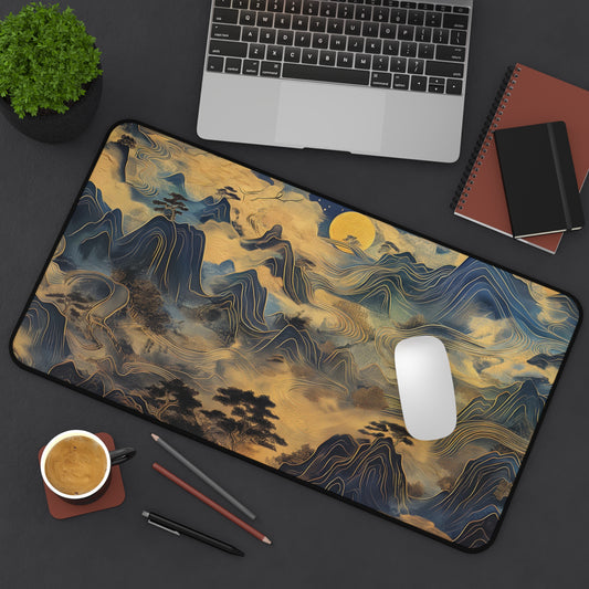 Mystic Mountains Computer Desk Mat | Artistic Landscape Mouse Pad | Anti-Slip Neoprene Desk Mat for Home Office | 3 Sizes Available