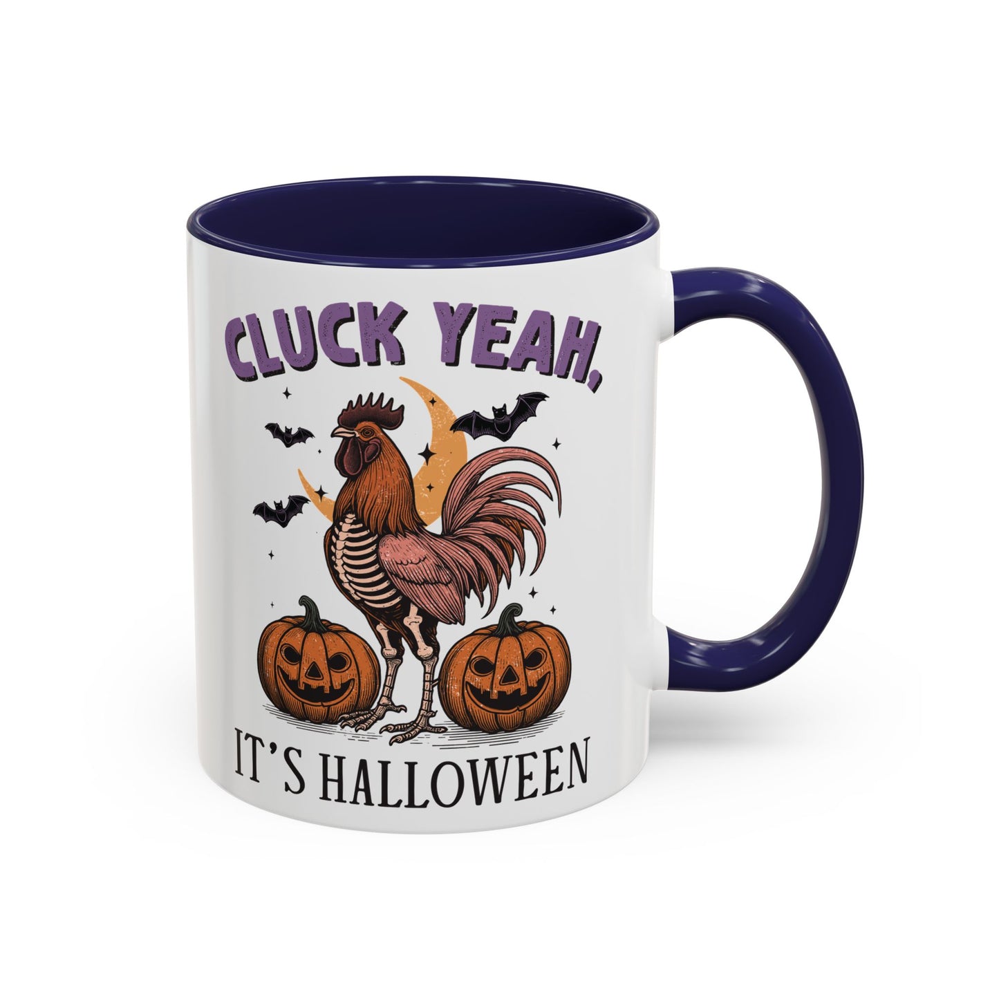 Cluck Yeah, It's Halloween Mug | Funny Rooster Halloween Coffee Cup | Spooky Chicken Design