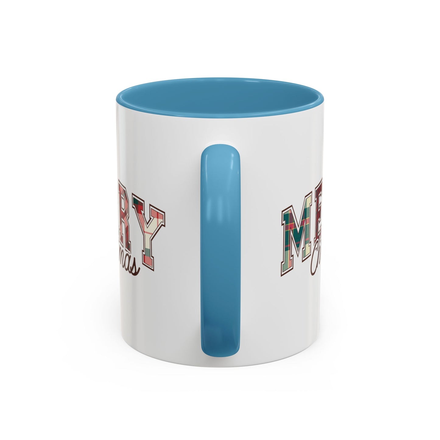 Merry Christmas Mug | Plaid Holiday Text Design | Festive Coffee Cup