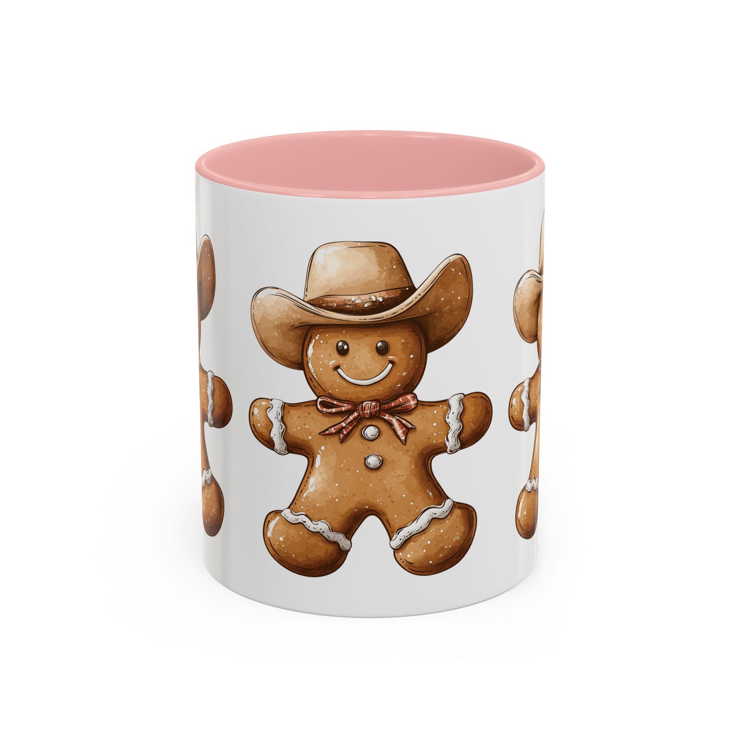 Cowboy Gingerbread Man Tan Hat Ceramic Mug - Festive Western Holiday Design - Perfect for Christmas and Cookie Lovers