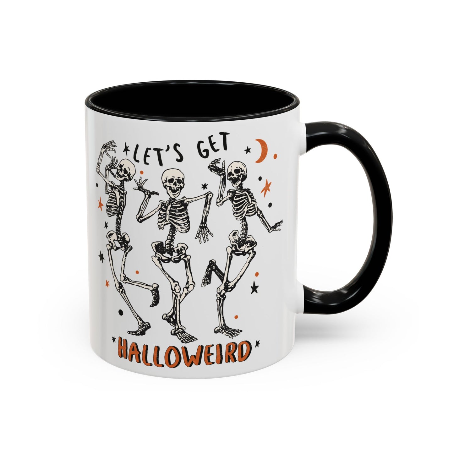 Lets Get Halloweird Halloween Mug | Dancing Skeleton Design | Funny Spooky Coffee Mug | Fall Drinkware | Unique Halloween Gift