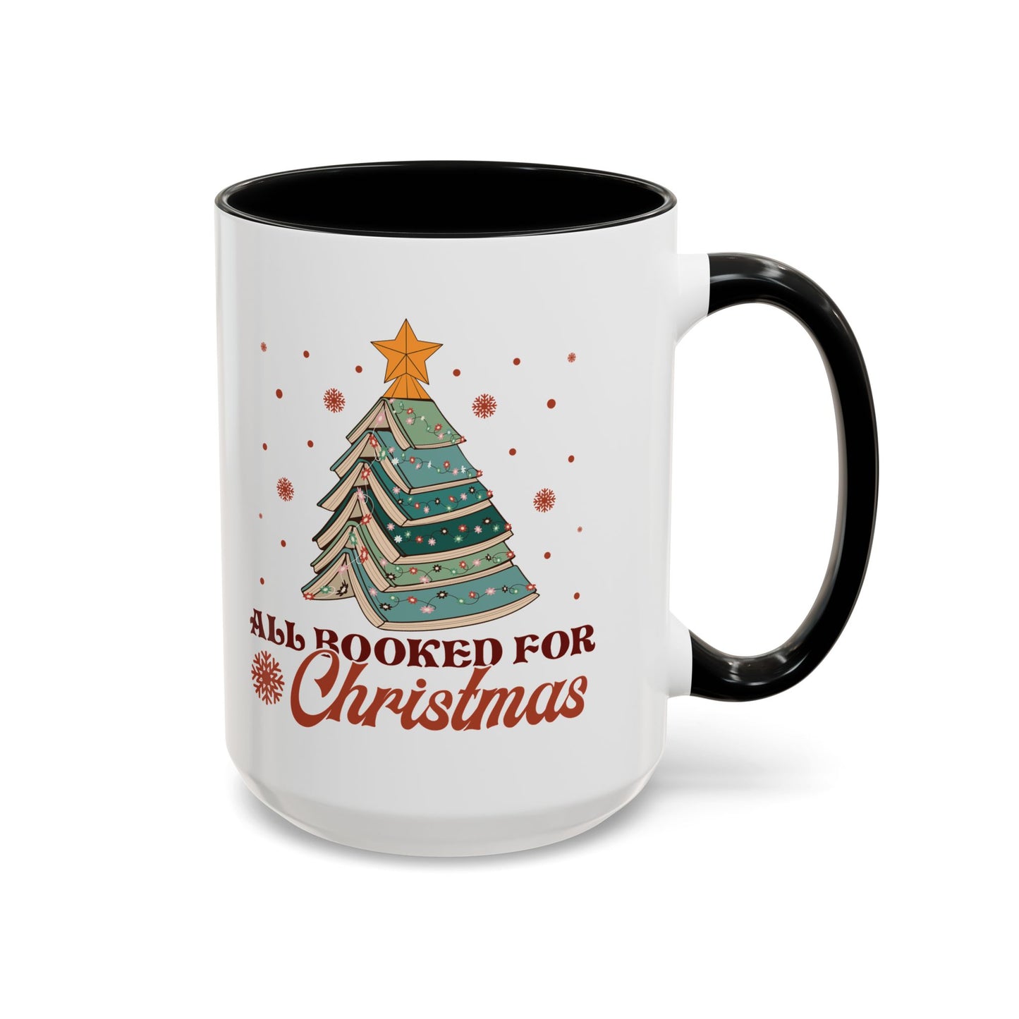 All Booked for Christmas Mug - Festive Book Lovers Christmas Tree Design - Perfect for Readers