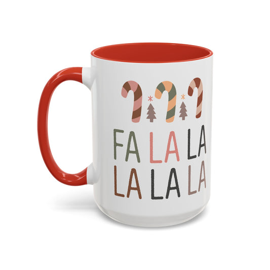 Fa La La La La Christmas Mug | Holiday Candy Cane Design | Festive Coffee Mug | Christmas Drinkware