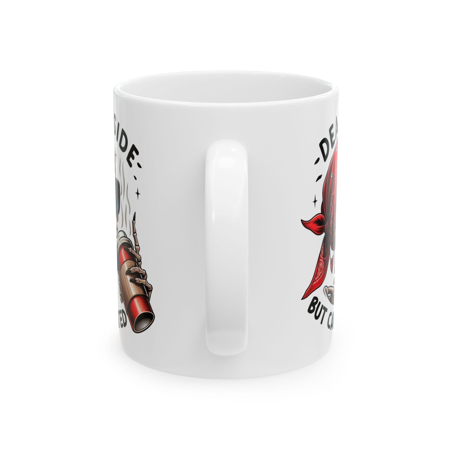 Dead Inside But Caffeinated Skeleton Mug | Funny Coffee Mug | Bandana Skeleton Cup