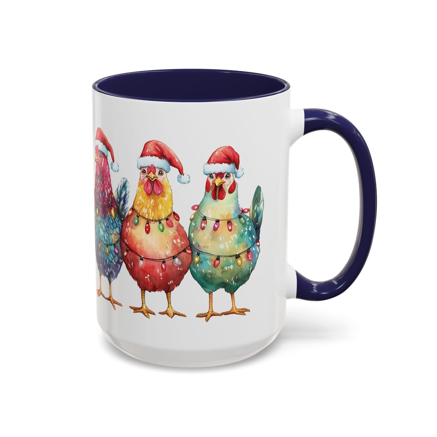 Christmas Chickens Mug - Festive Holiday Chicken Trio Design - Perfect for Farmhouse Christmas Decor