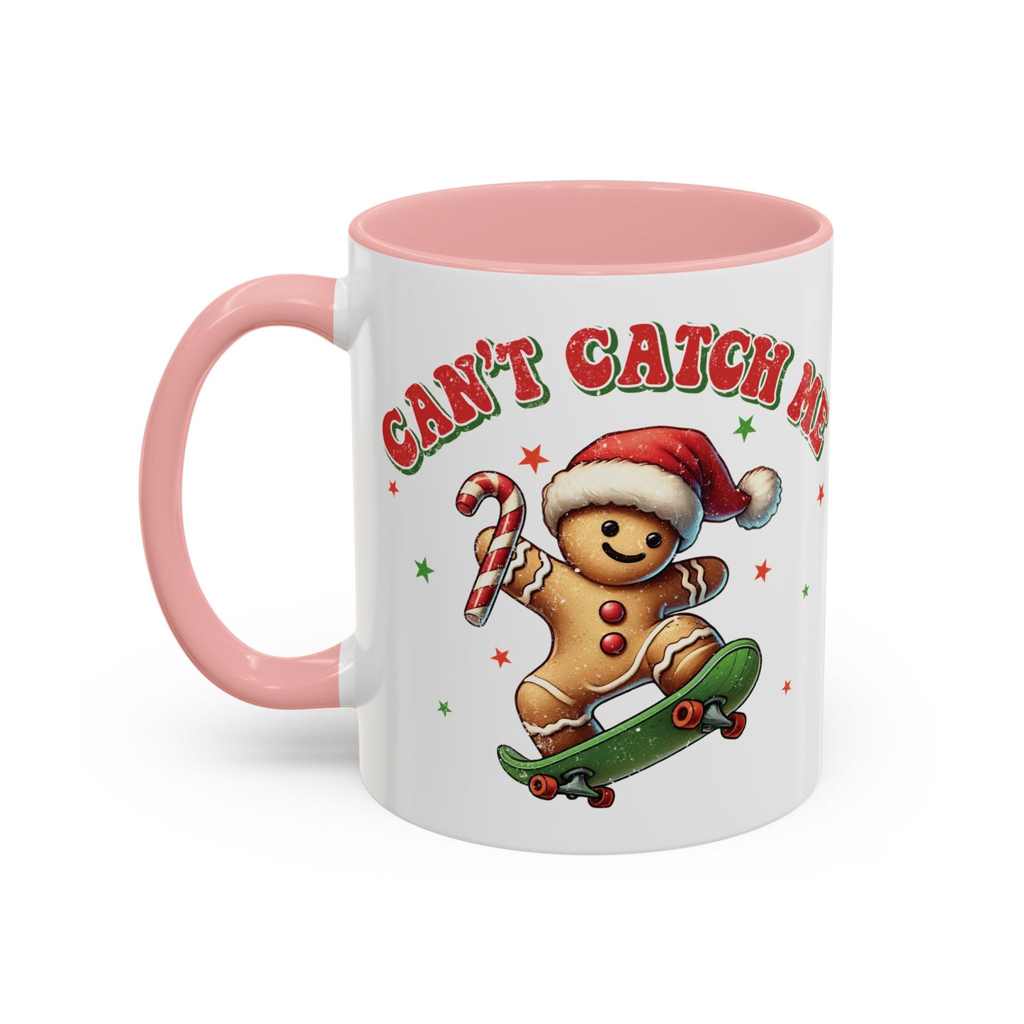 Can't Catch Me Gingerbread Mug - Fun Holiday Skateboarding Gingerbread Design - Perfect for Christmas Cheer