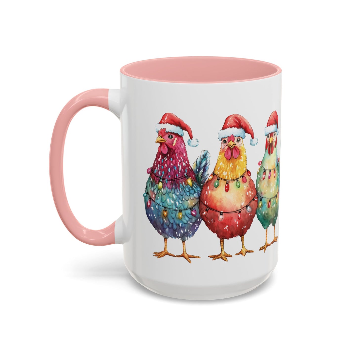 Christmas Chickens Mug - Festive Holiday Chicken Trio Design - Perfect for Farmhouse Christmas Decor