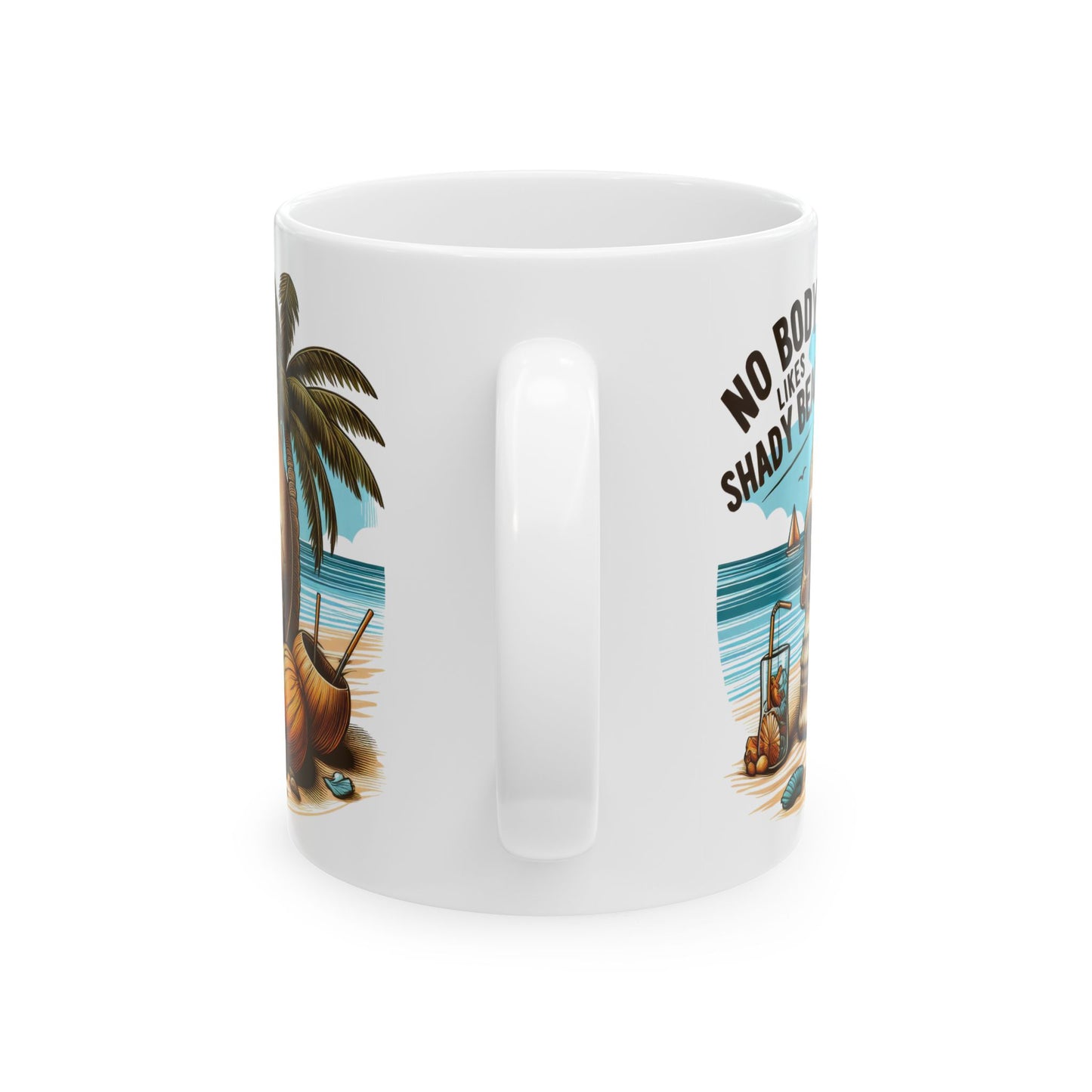 No Body Likes Shady Beach Mug | Funny Skull Beach Coffee Cup | Tropical Vacation Vibes Gift