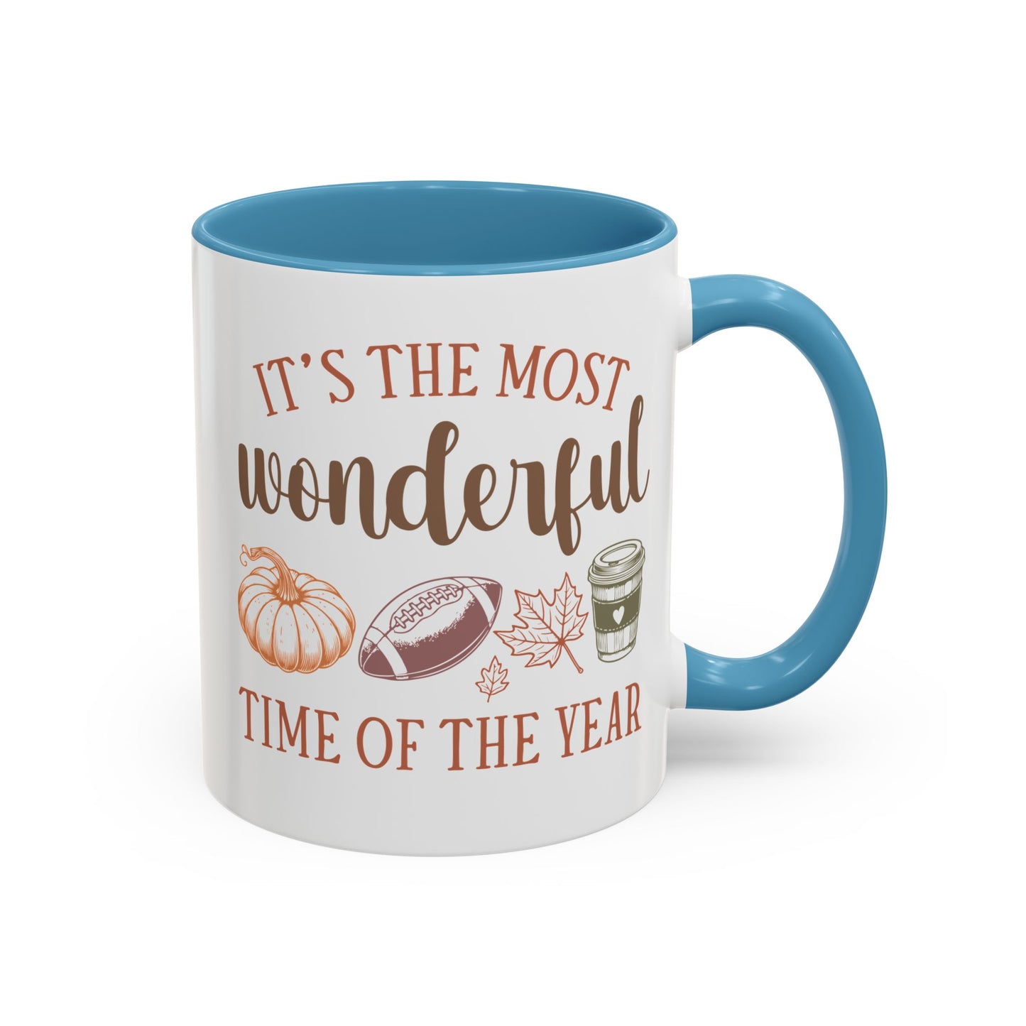 Most Wonderful Time of the Year Fall Mug | 11oz and 15oz Ceramic Coffee Cup | Autumn, Football & Pumpkin Design