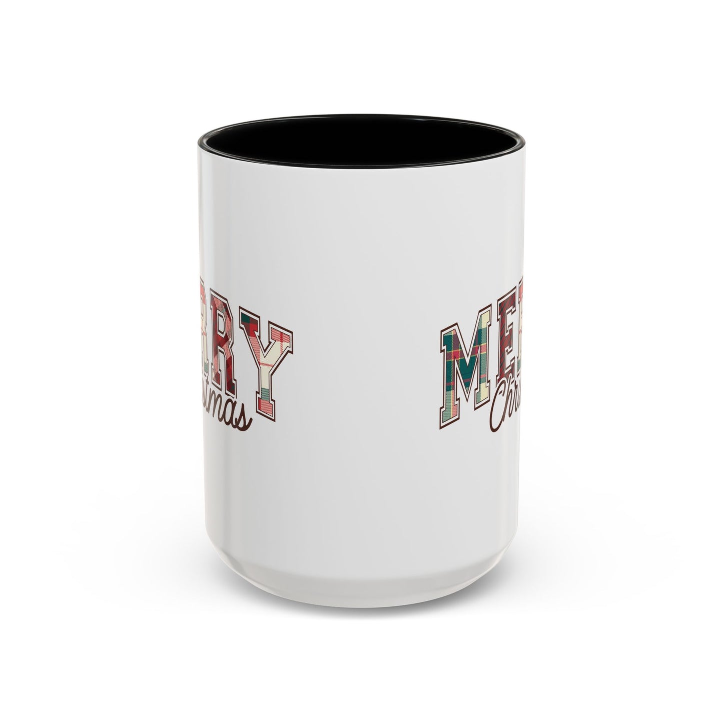 Merry Christmas Mug | Plaid Holiday Text Design | Festive Coffee Cup