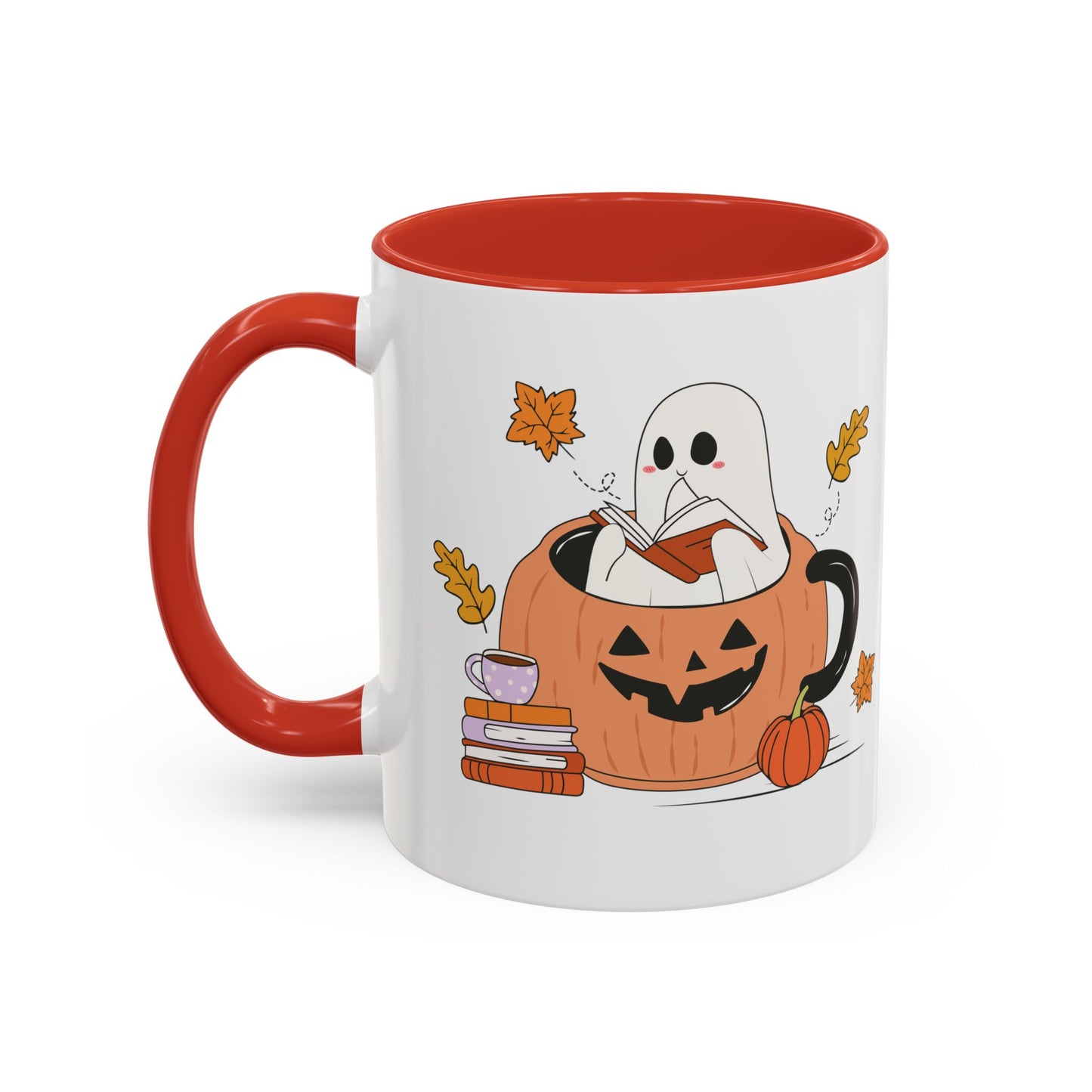 Cozy Ghost in Pumpkin Mug | 11oz and 15oz Ceramic Coffee Cup | Cute Autumn & Halloween Design