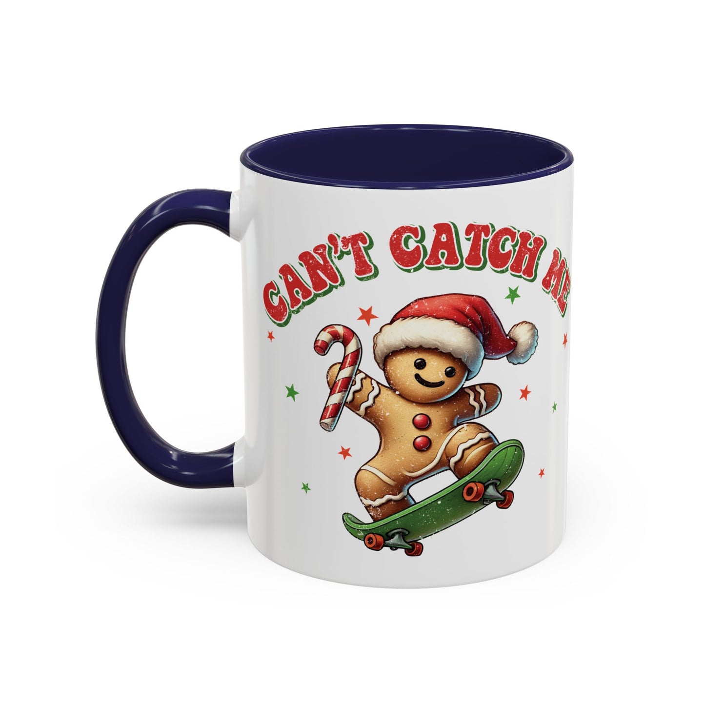 Can't Catch Me Gingerbread Mug - Fun Holiday Skateboarding Gingerbread Design - Perfect for Christmas Cheer