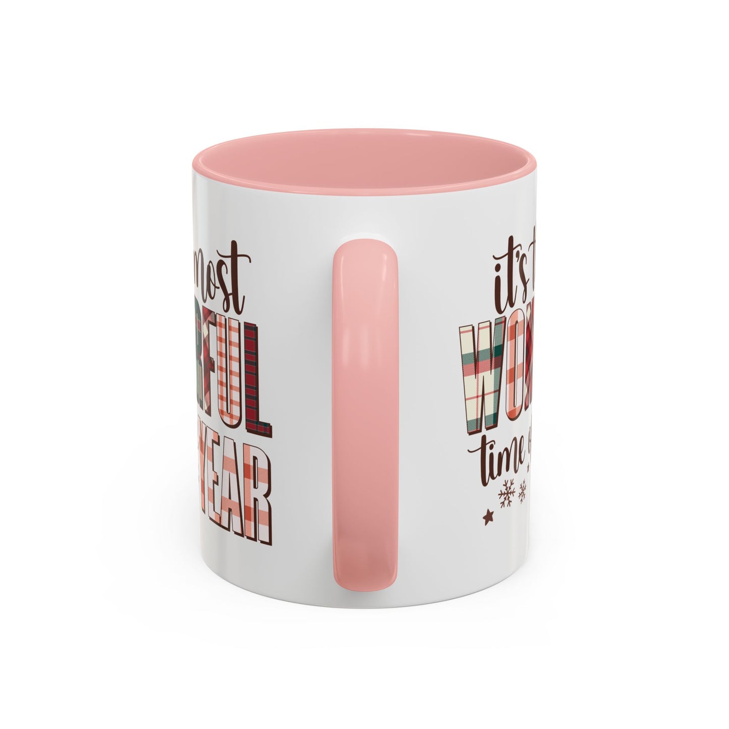 It's the Most Wonderful Time of the Year Christmas Mug | Plaid Text Holiday Design | Festive Winter Coffee Mug