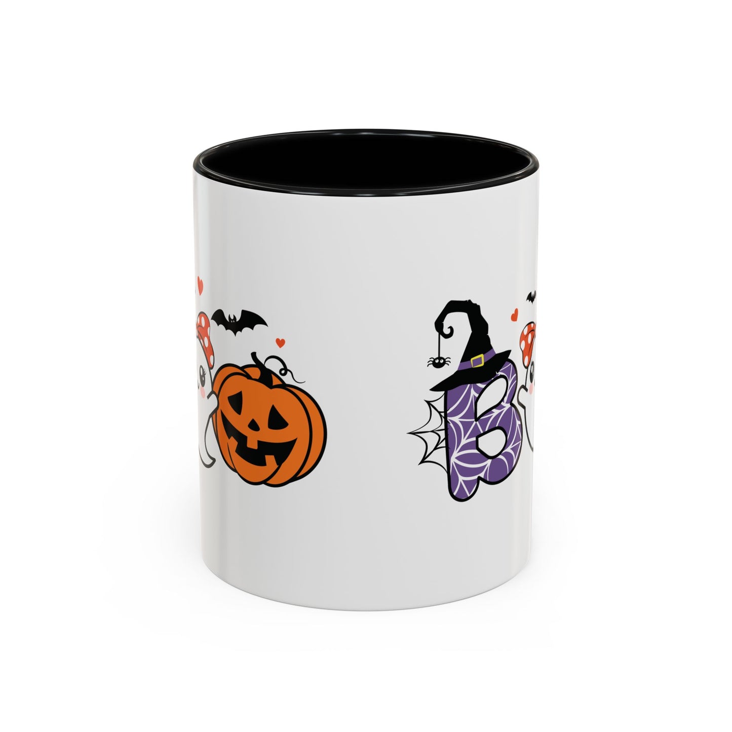 Cute Boo Halloween Mug | 11oz and 15oz Ceramic Coffee Cup | Adorable Ghost, Pumpkin and Witch Hat Design