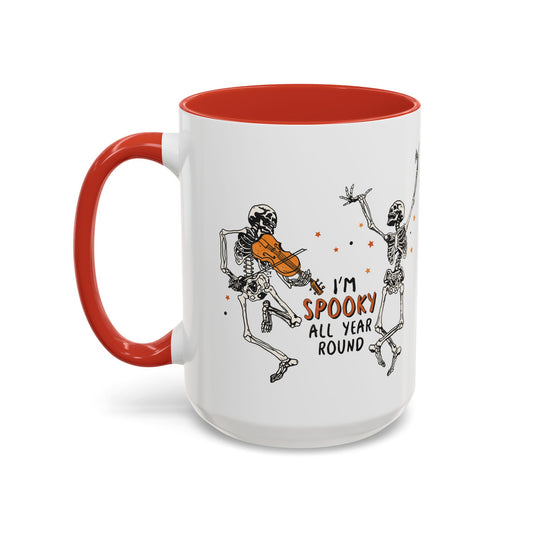 I Am Spooky All Year Round Halloween Mug | Dancing Skeletons Design | Funny Skeleton Coffee Mug | Fall Drinkware