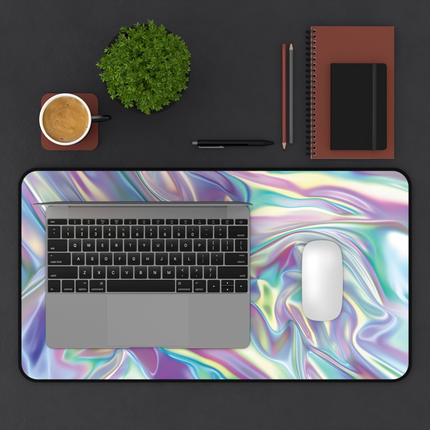 Iridescent Satin Look Desk Mat | Neoprene | Anti-Slip | 3 Sizes