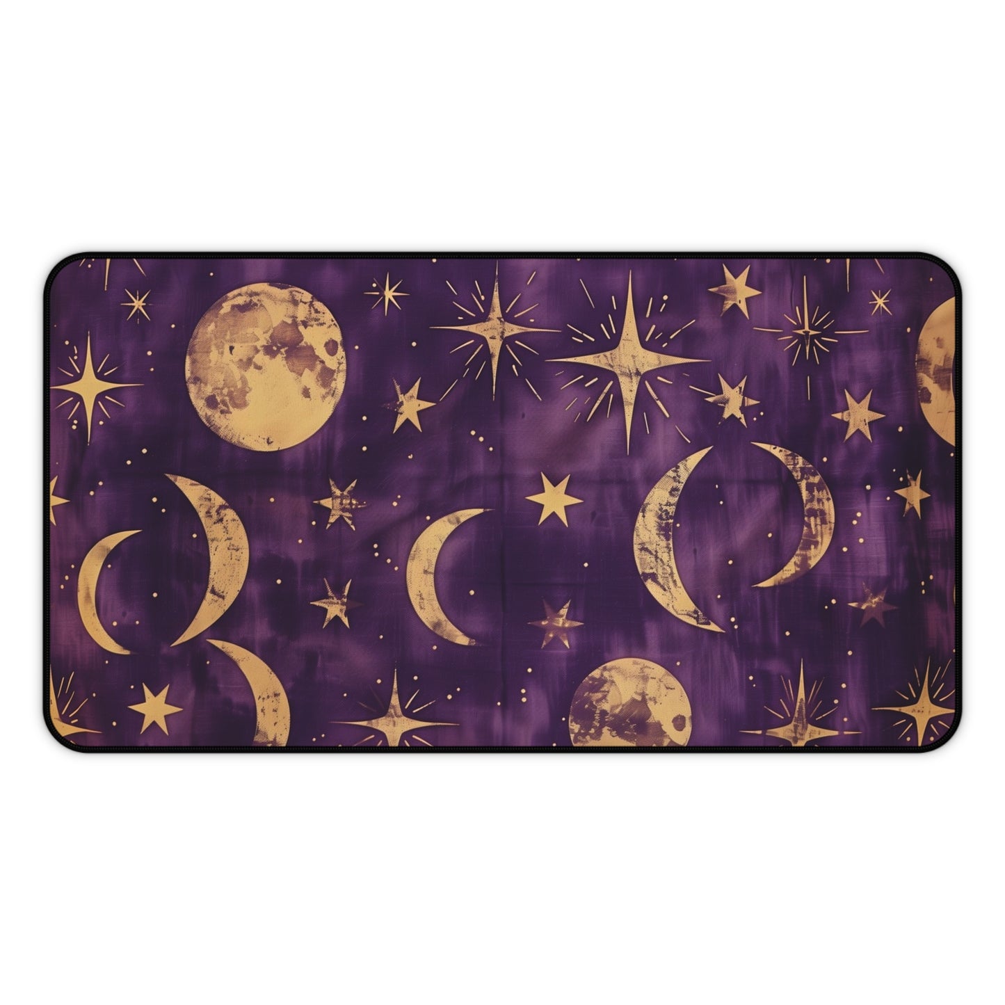 Celestial Dreams Computer Desk Mat | Moon and Stars Mouse Pad | Anti-Slip Neoprene Desk Mat for Home Office | 3 Sizes Available