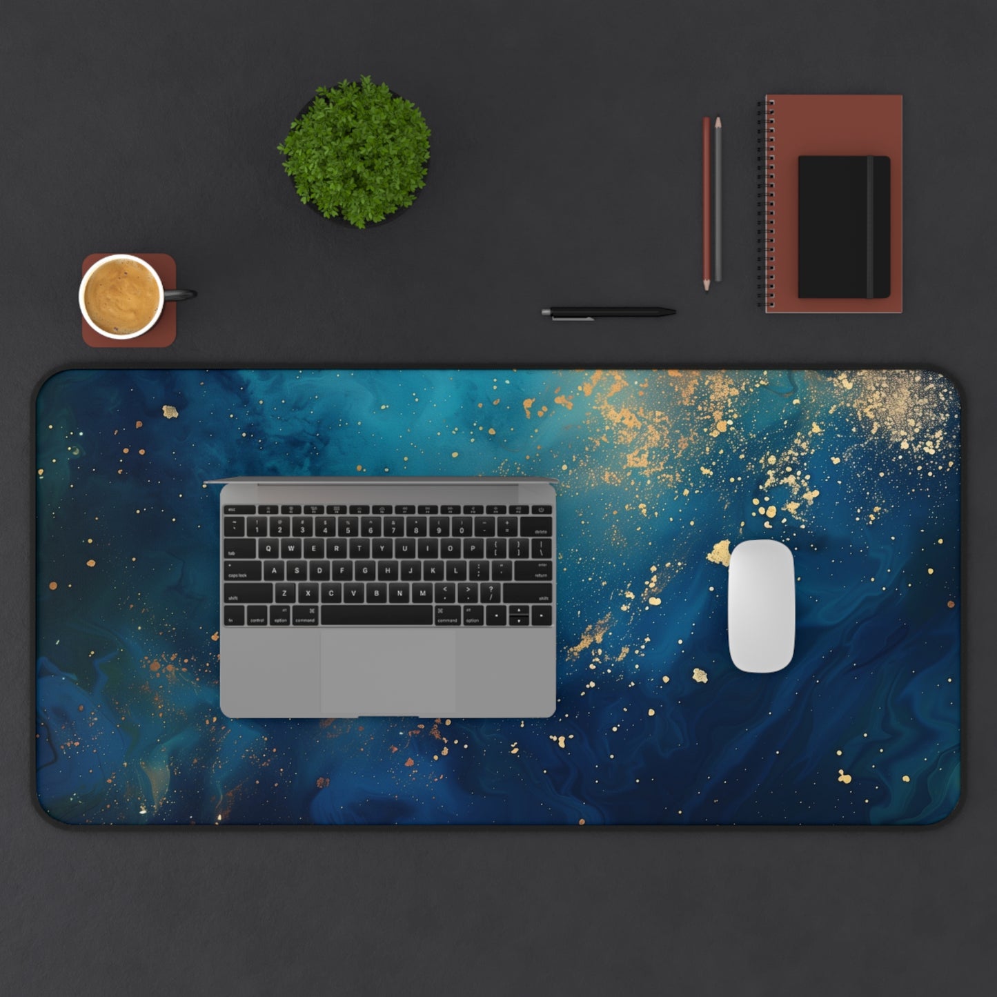 Starry Night Computer Desk Mat | Abstract Cosmic Mouse Pad | Anti-Slip Neoprene Desk Mat for Home Office | 3 Sizes Available