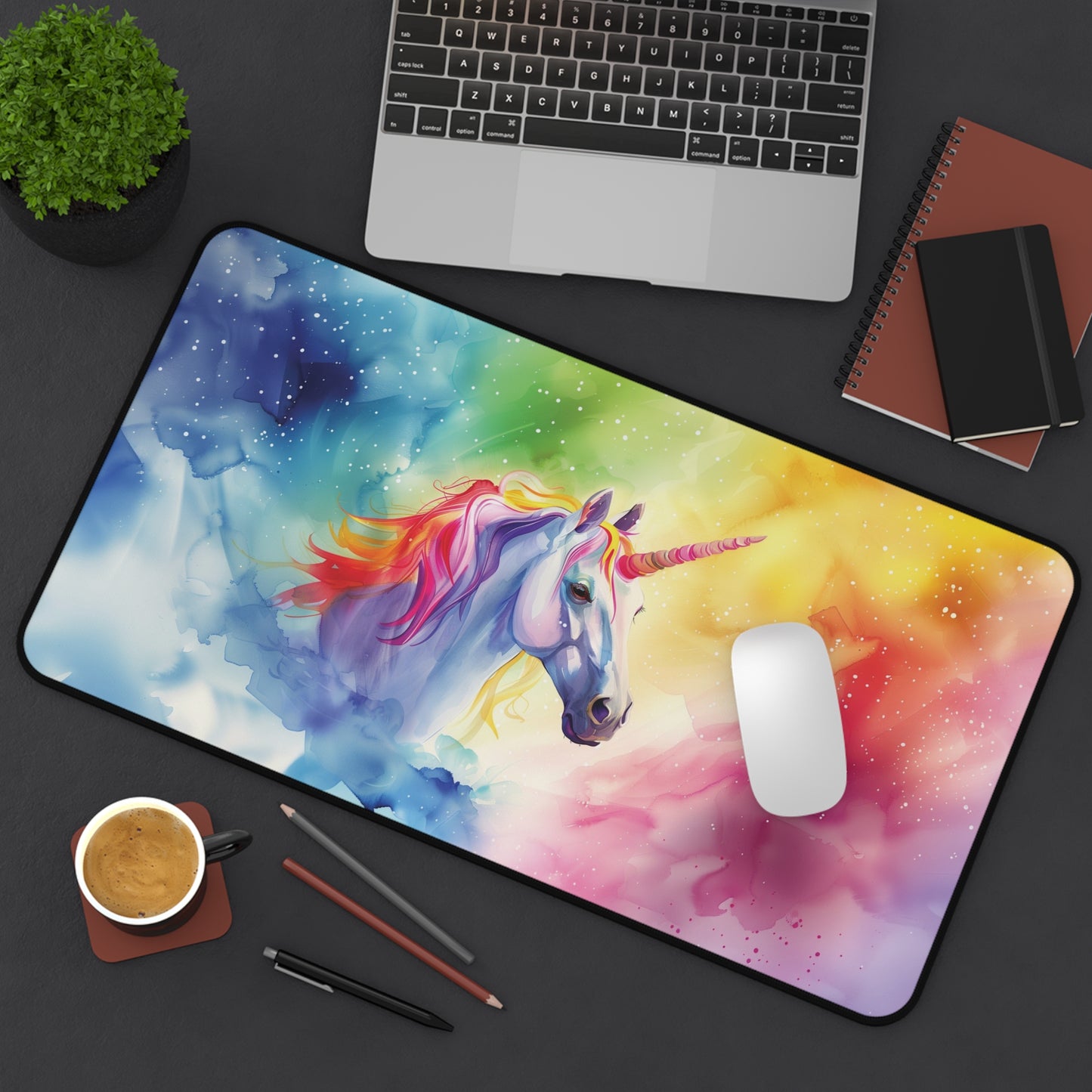 Rainbow Unicorn Desk Mat | Neoprene | Anti-Slip | 3 Sizes | Whimsical Office Decor