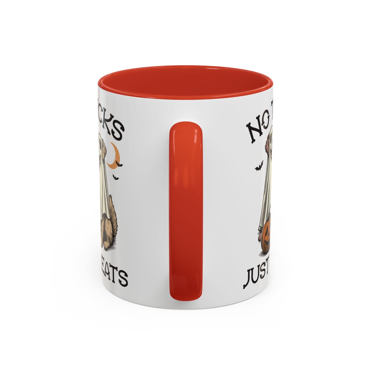 No Tricks Just Treats Halloween Dog Mug | Cute Ghost Dog Coffee Mug | Spooky Season Mug | 11oz and 15oz Ceramic Mug