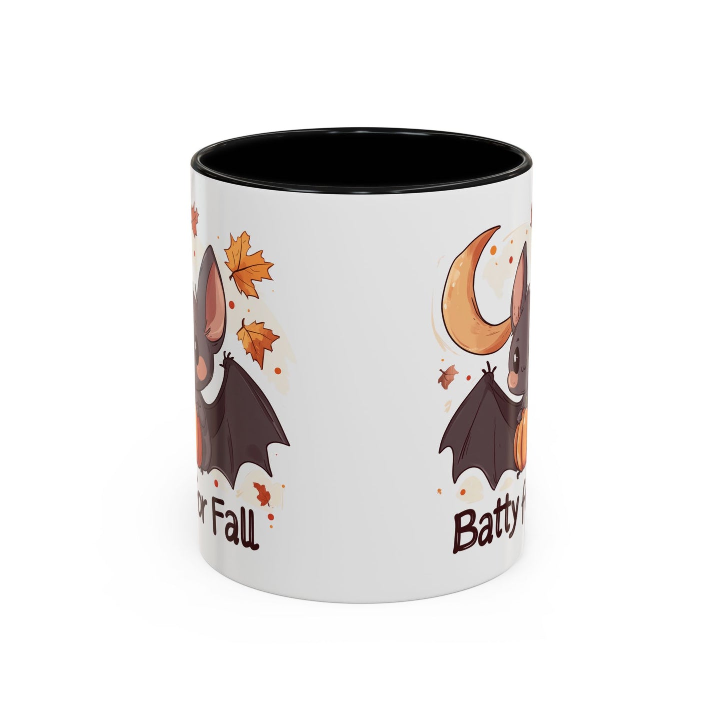 Batty for Fall Ceramic Mug - Adorable Bat and Pumpkin Design - Perfect for Halloween and Autumn Lovers