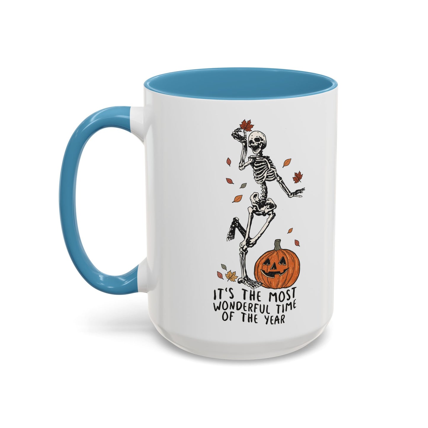 Most Wonderful Time of the Year Skeleton Mug | Funny Halloween Coffee Mug | Jack-o-Lantern Fall Drinkware | Spooky Season Gift