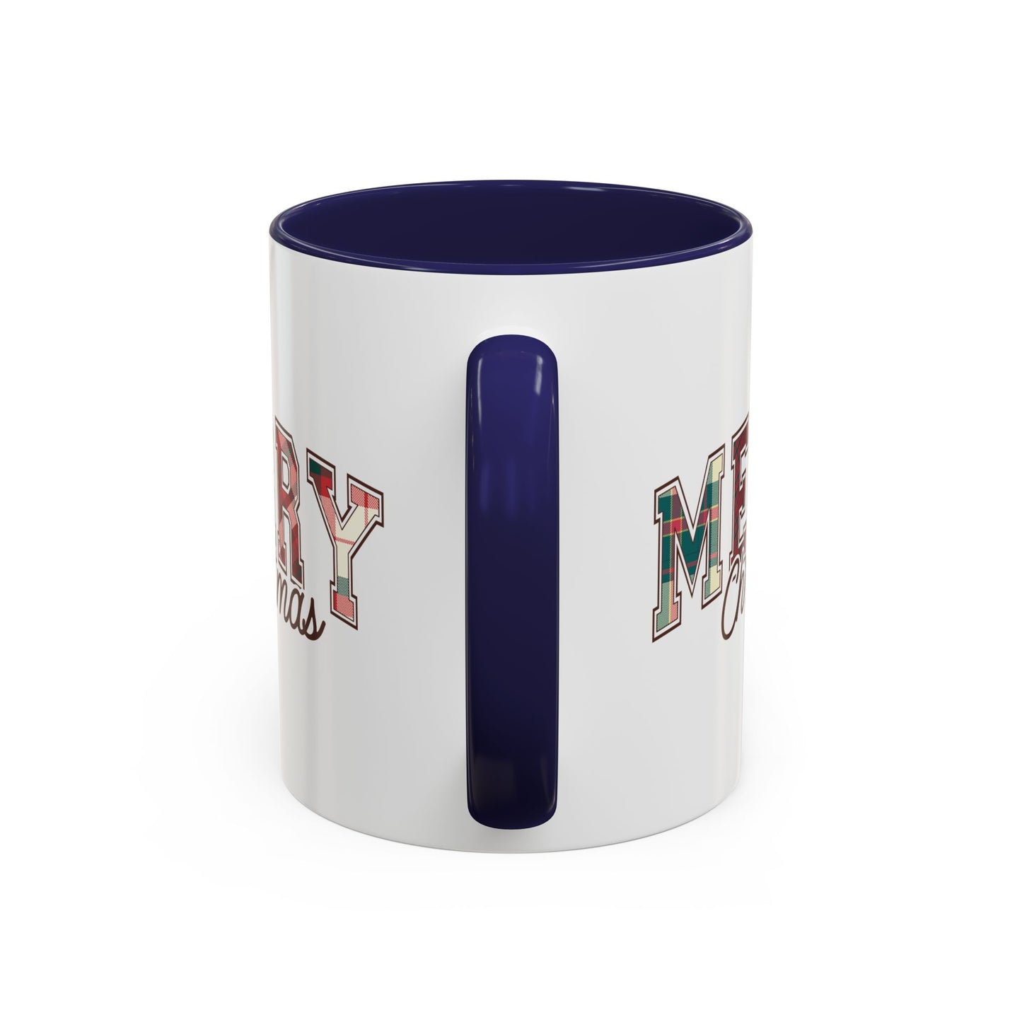 Merry Christmas Mug | Plaid Holiday Text Design | Festive Coffee Cup