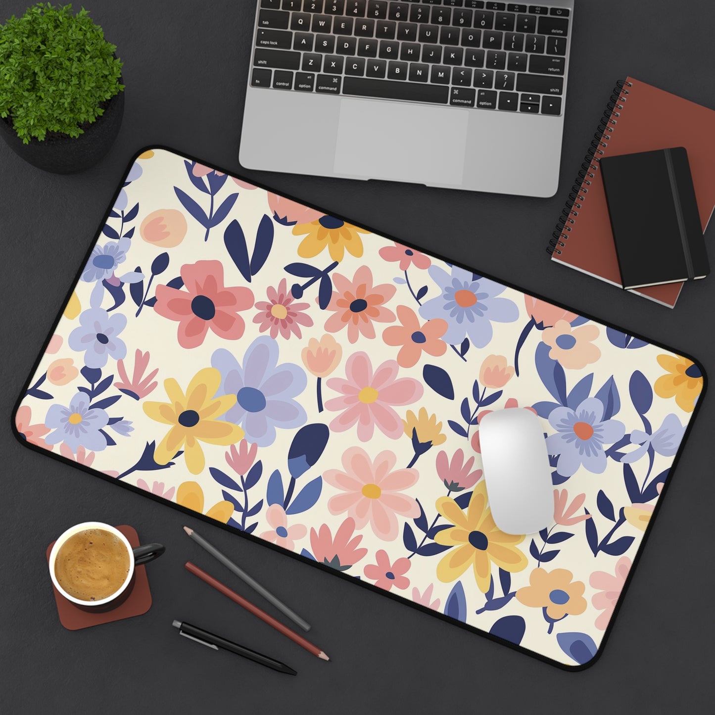 Pastel Floral Pattern Mousepad, Gaming Mousepad, Large Mousepad, Keyboard Mouse Mat, Desk Pad for Work Game Home XL 3 Sizes