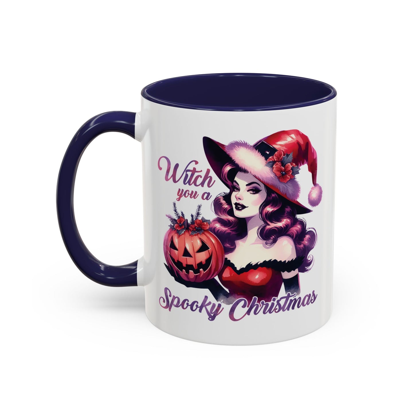 Witch You a Spooky Christmas Mug - Festive Witch and Jack-O'-Lantern Design - Perfect for Halloween and Christmas Lovers