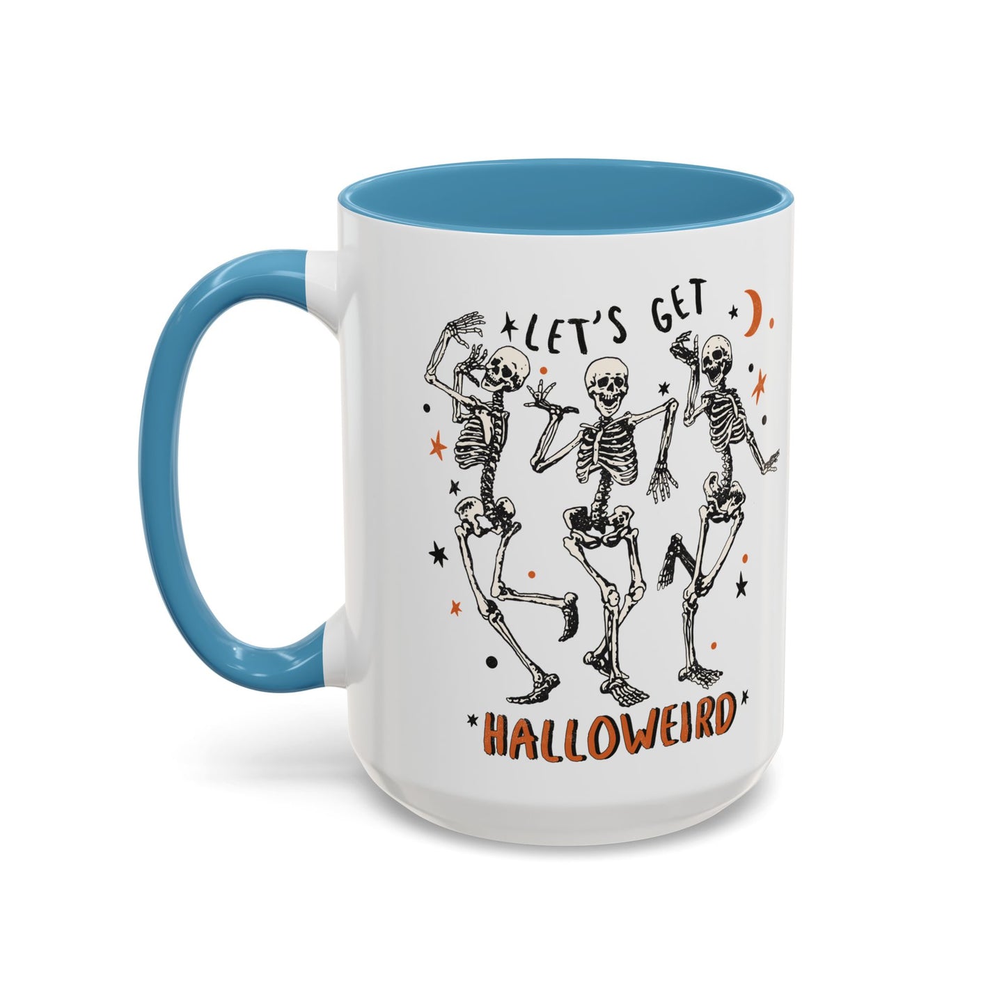 Lets Get Halloweird Halloween Mug | Dancing Skeleton Design | Funny Spooky Coffee Mug | Fall Drinkware | Unique Halloween Gift