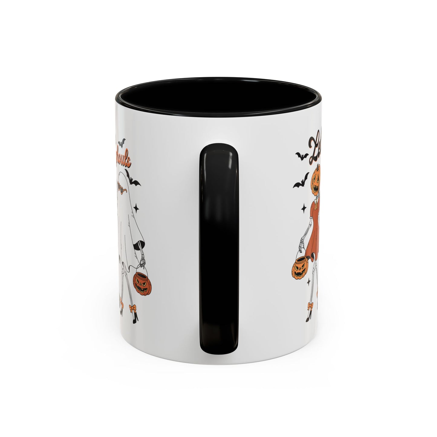 Lets Go Ghouls Halloween Mug | Skeleton, Ghost, and Pumpkin Friends Design | Spooky Coffee Mug | Fall Drinkware