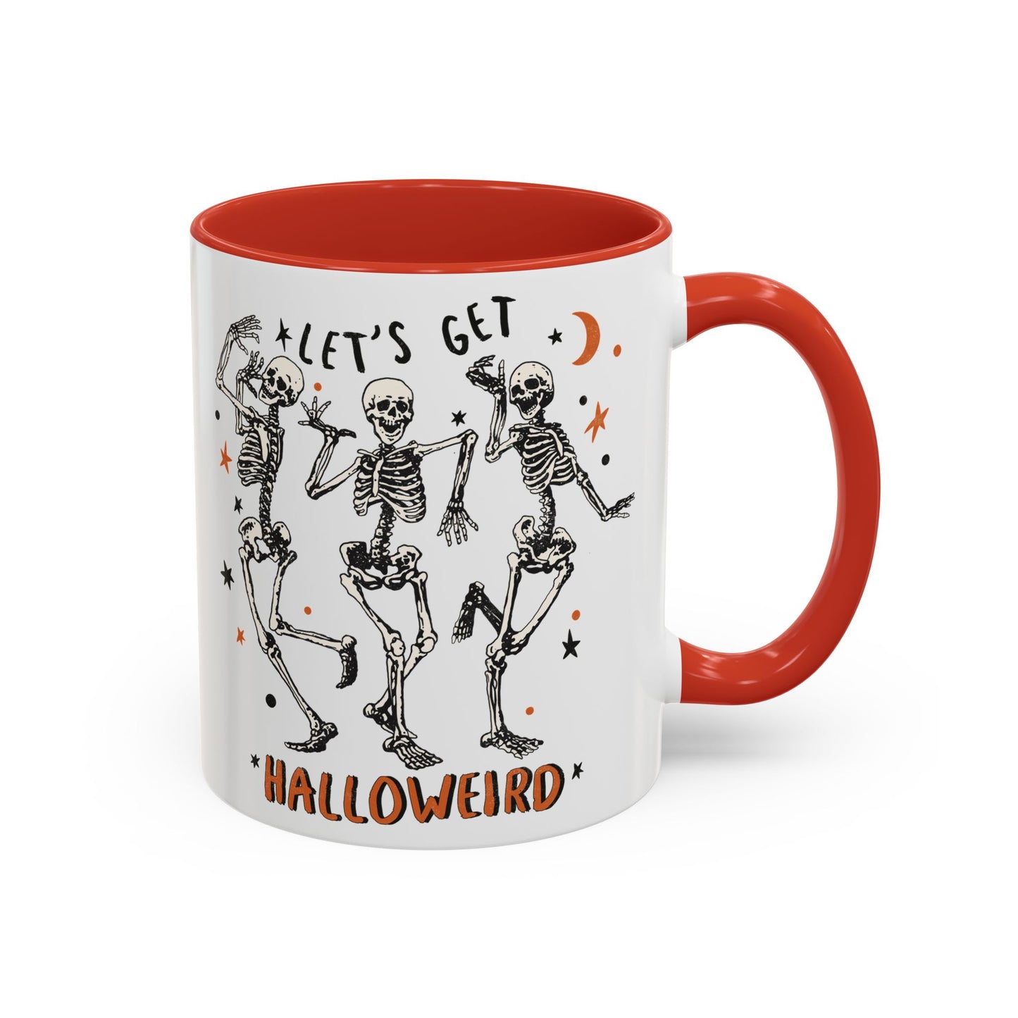 Lets Get Halloweird Halloween Mug | Dancing Skeleton Design | Funny Spooky Coffee Mug | Fall Drinkware | Unique Halloween Gift