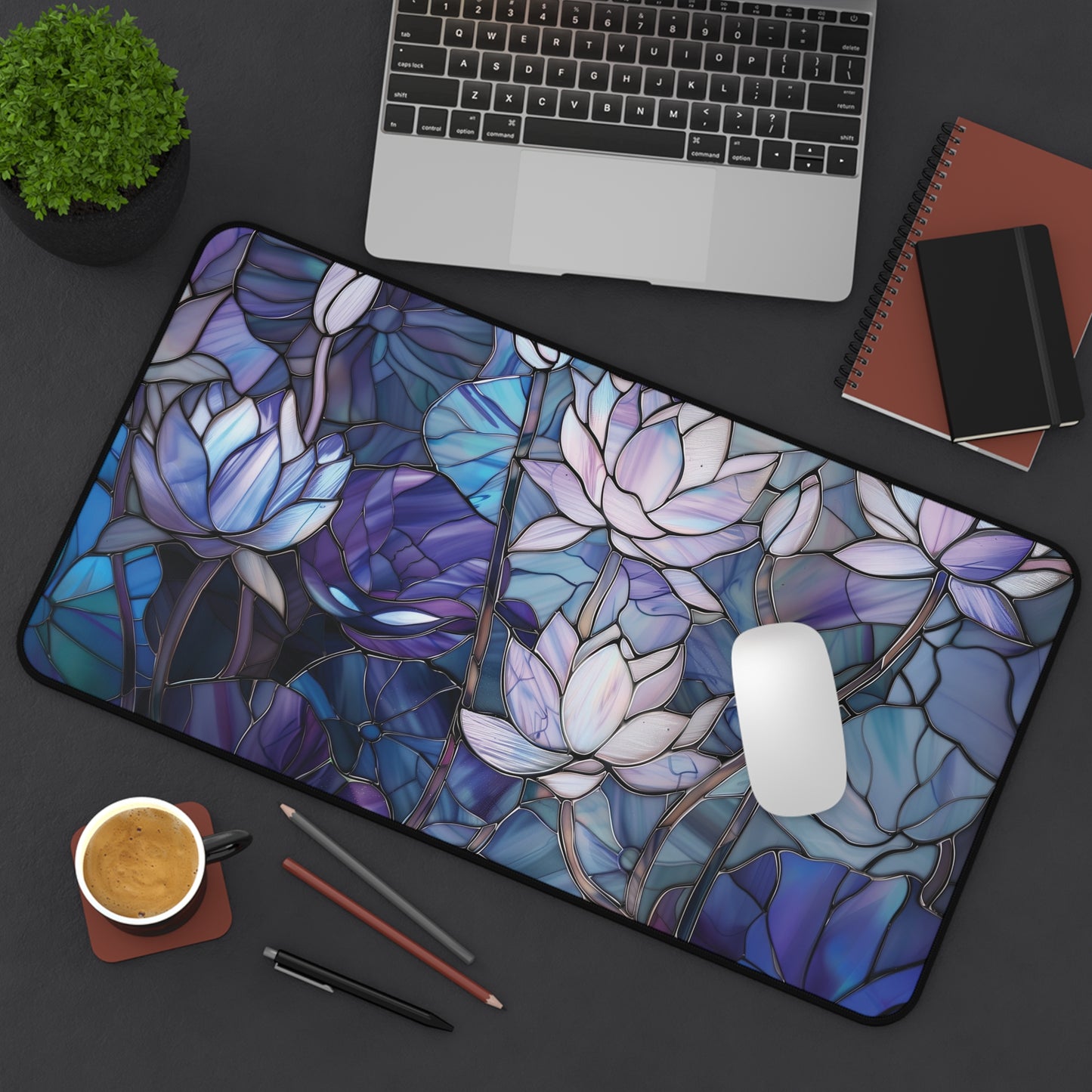 Stained Glass Lotus Mousepad, Gaming Mousepad, Large Mousepad, Keyboard Mouse Mat, Desk Pad for Work Game Home XL 3 Sizes