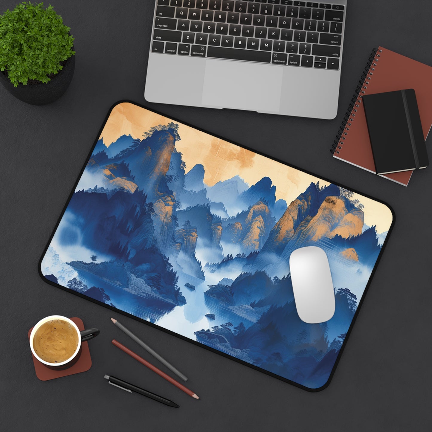 Serene Blue Mountains Desk Mat | Neoprene | Anti-Slip | 3 Sizes